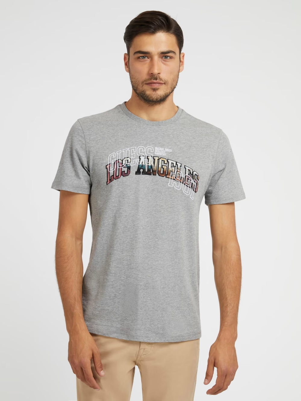 Tricou Barbati GUESS cu imprimeu LOS ANGELES TRICOURI GUESS Gri XS 7622078845982