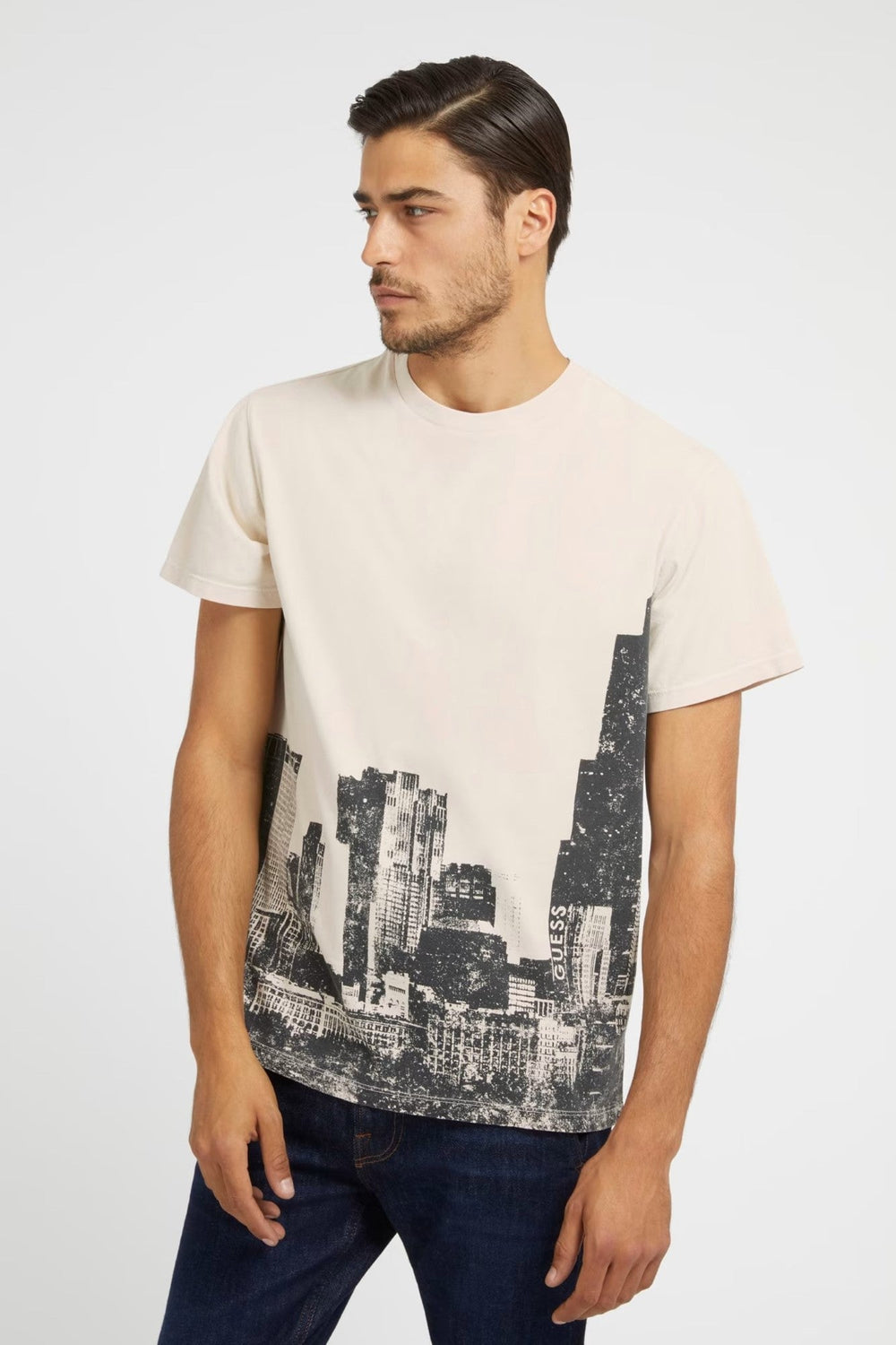 Tricou GUESS Cu Imprimeu Din Bumbac IMBRACAMINTE GUESS Maro S 762207884431