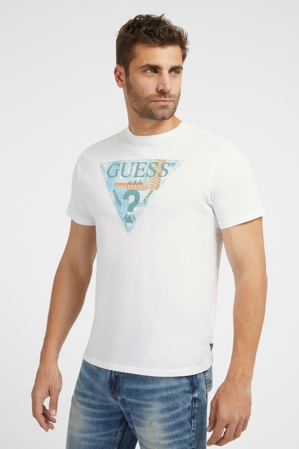 Tricou Barbati GUESS din bumbac TRICOURI GUESS Alb XS 7622336142112