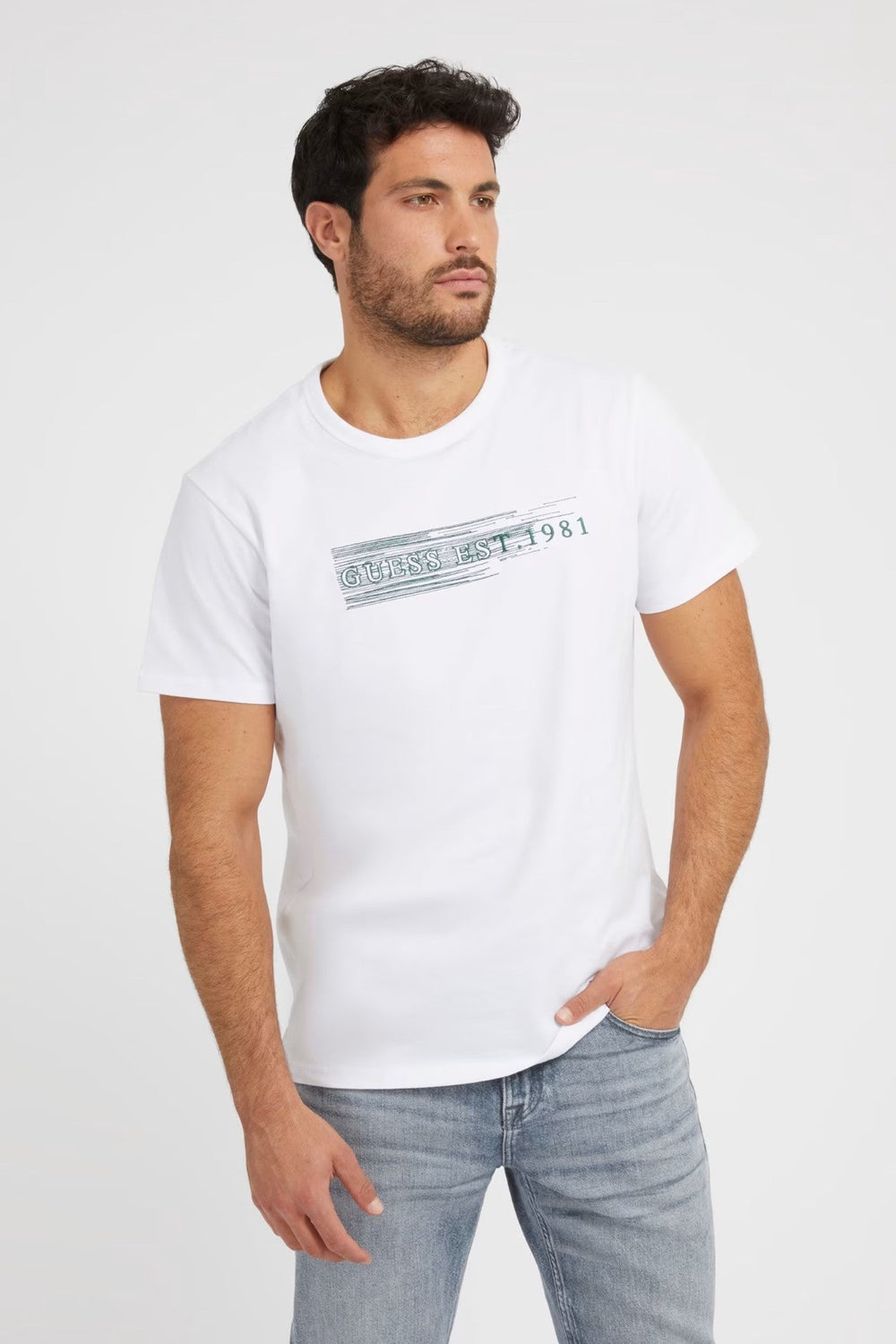 Tricou Barbati GUESS din bumbac TRICOURI GUESS Alb XS 7622078846040