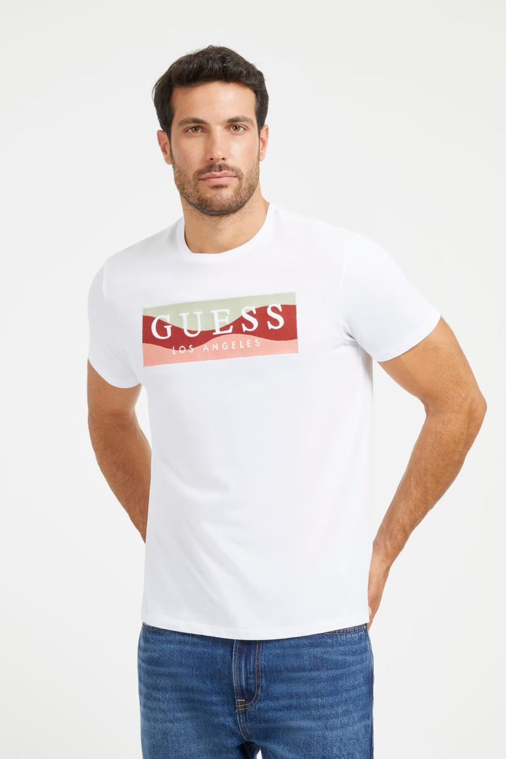 Tricou Barbati GUESS cu decolteu la baza gatului TRICOURI GUESS Alb XS 7622336142297