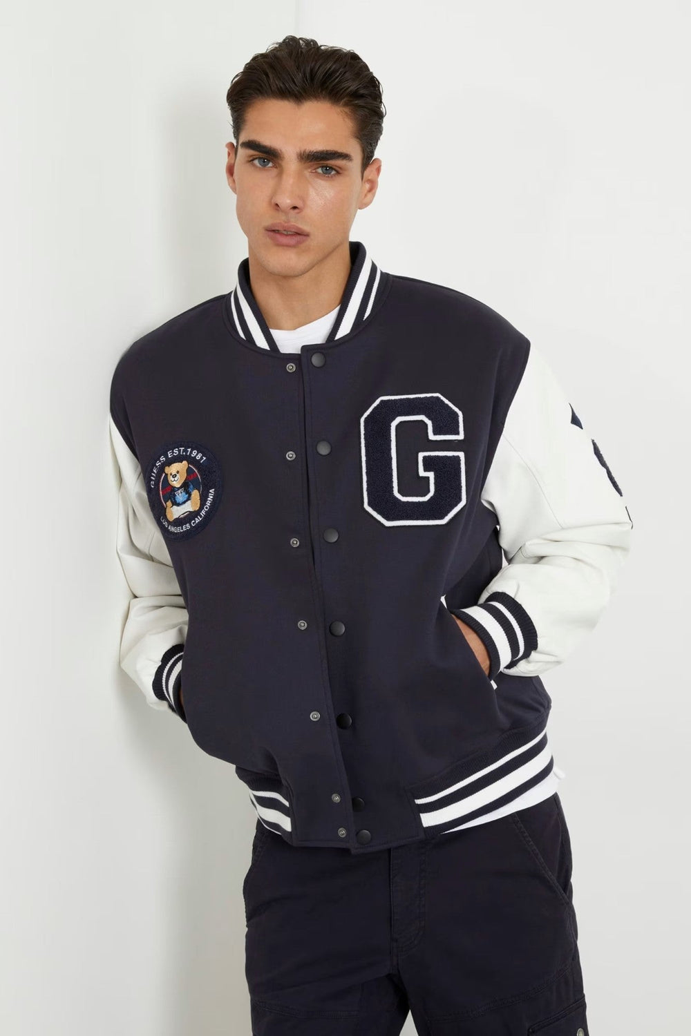 Jacheta GUESS De Barbati Varsity Cu Petice IMBRACAMINTE GUESS Albastru S 762610165561