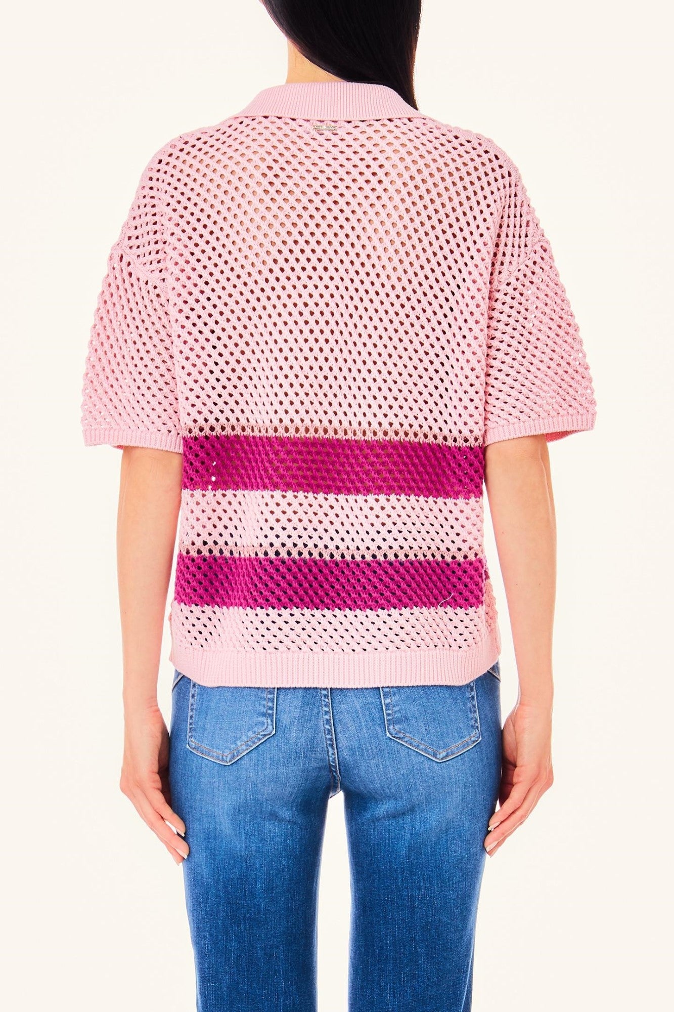 Top LIU JO crosetat multicolor cu guler clasic IMBRACAMINTE LIU JO   