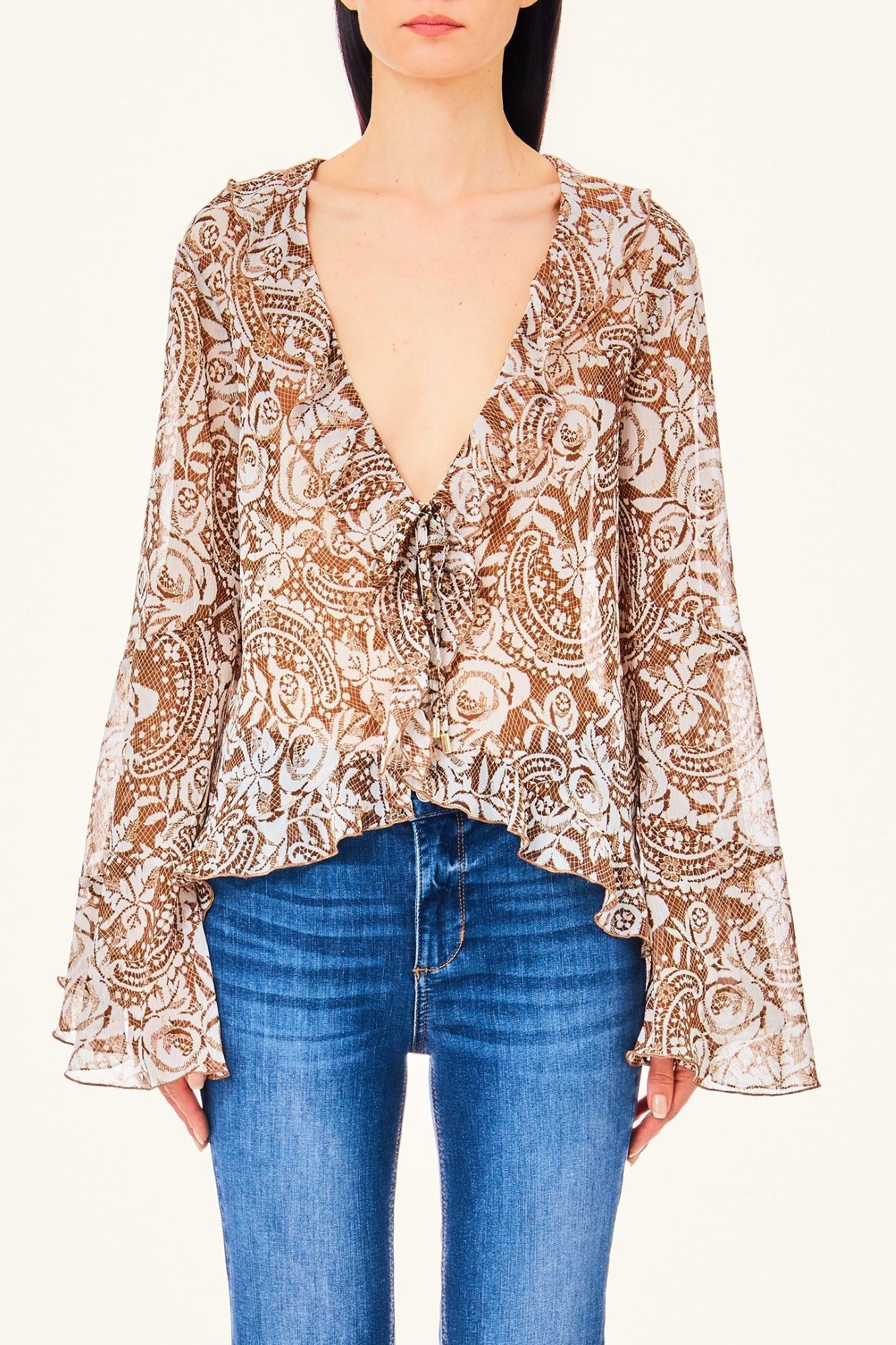 Bluza LIU JO cu dantela si print floral IMBRACAMINTE LIU JO Print 38 805494471078