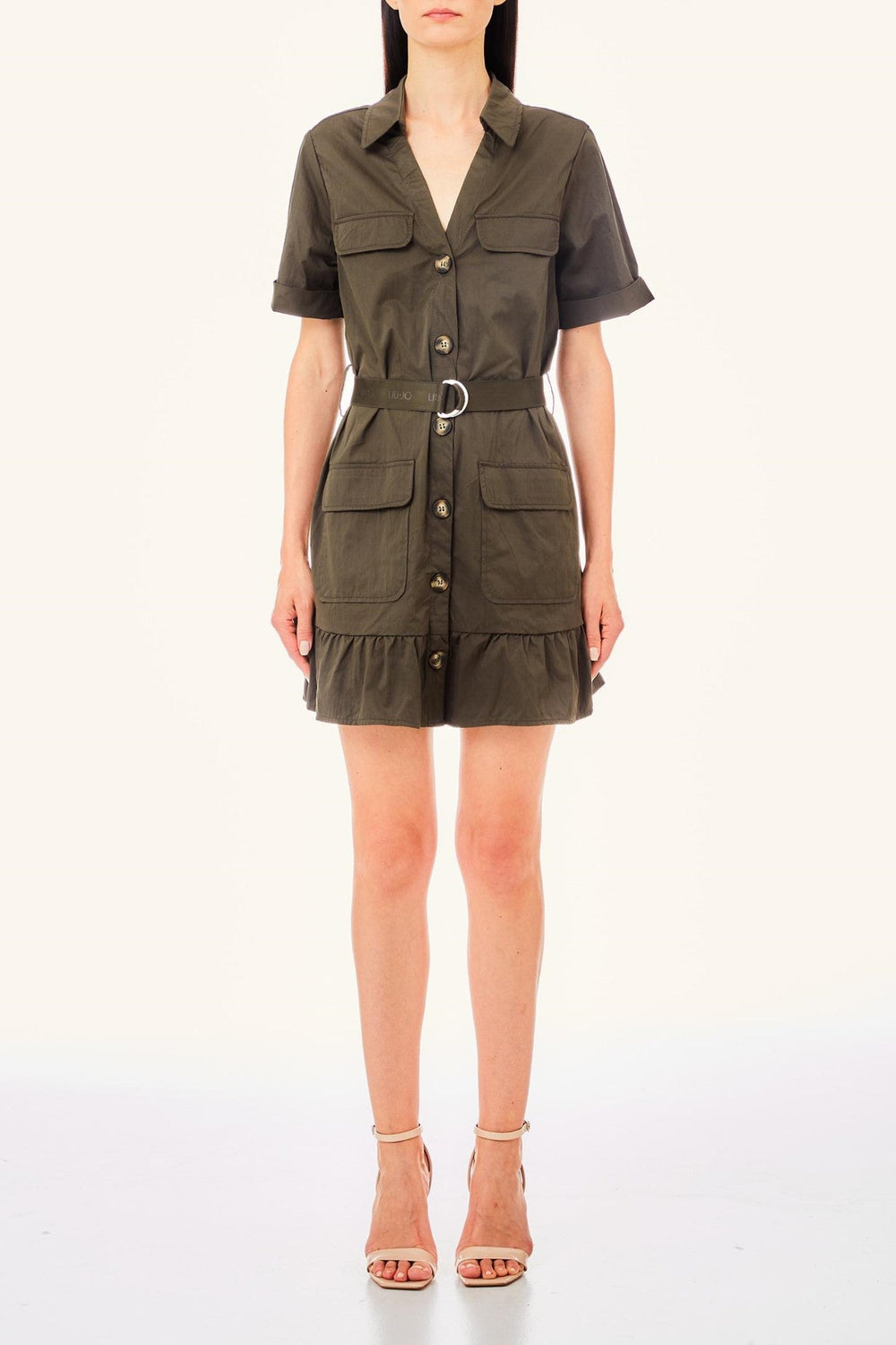 Rochie LIU JO cu nasturi si curea IMBRACAMINTE LIU JO Kaki 38 805494469059
