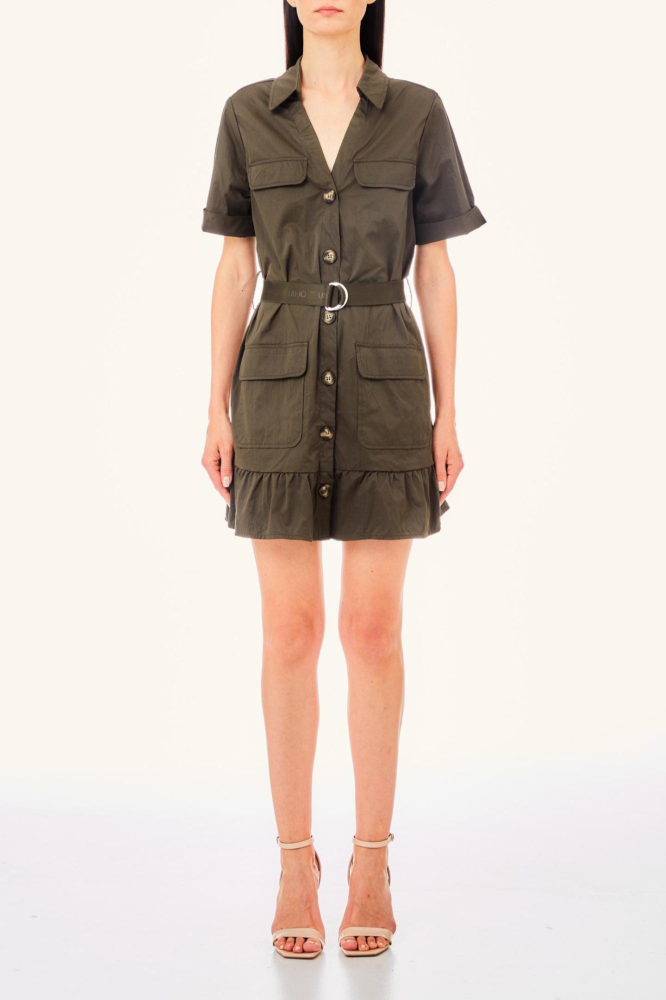 Rochie LIU JO cu nasturi si curea IMBRACAMINTE LIU JO Kaki 38 805494469059