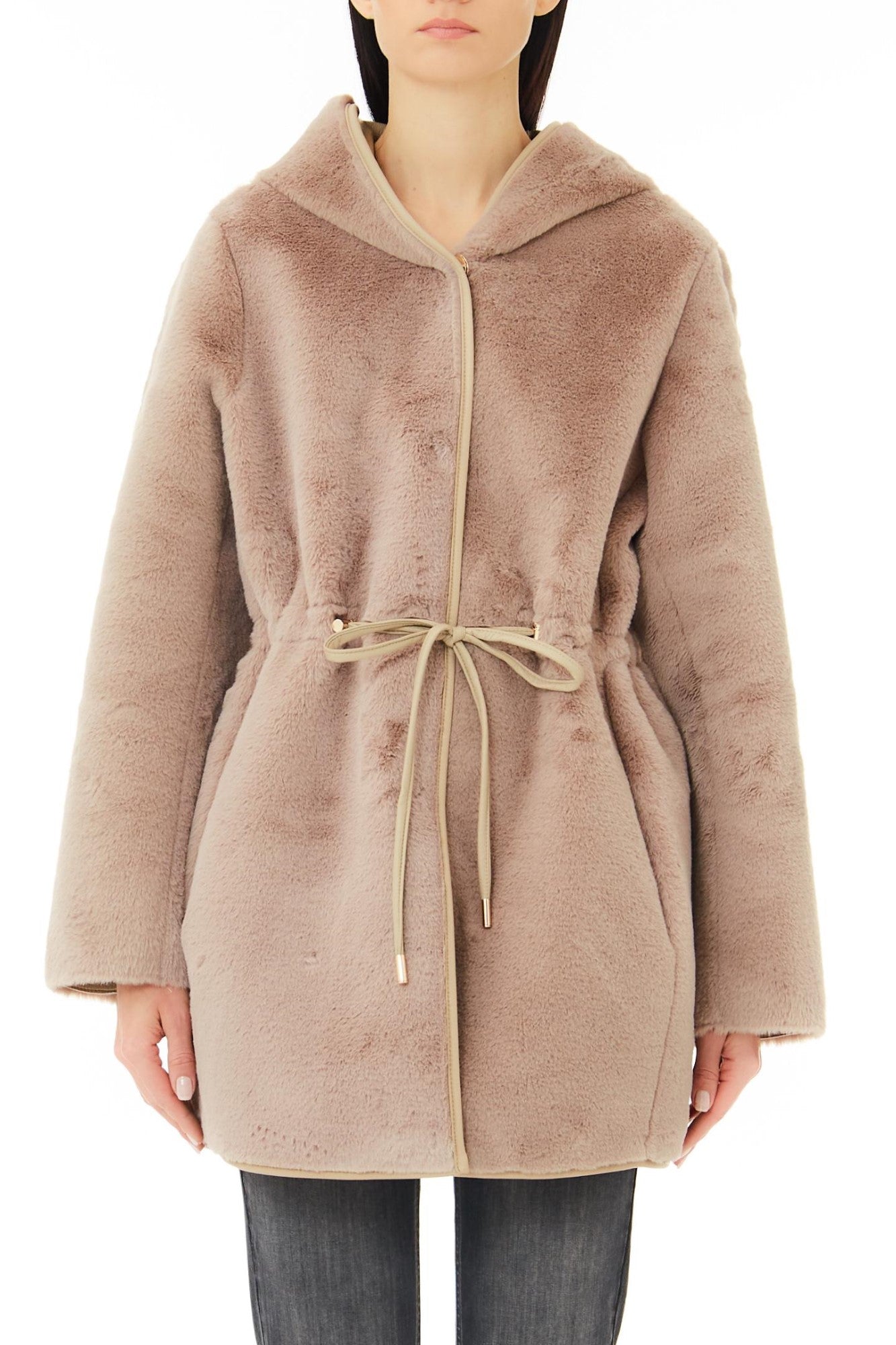 Haina LIU JO de dama  reversibila  cu gluga IMBRACAMINTE LIU JO Bej 38 805494413902