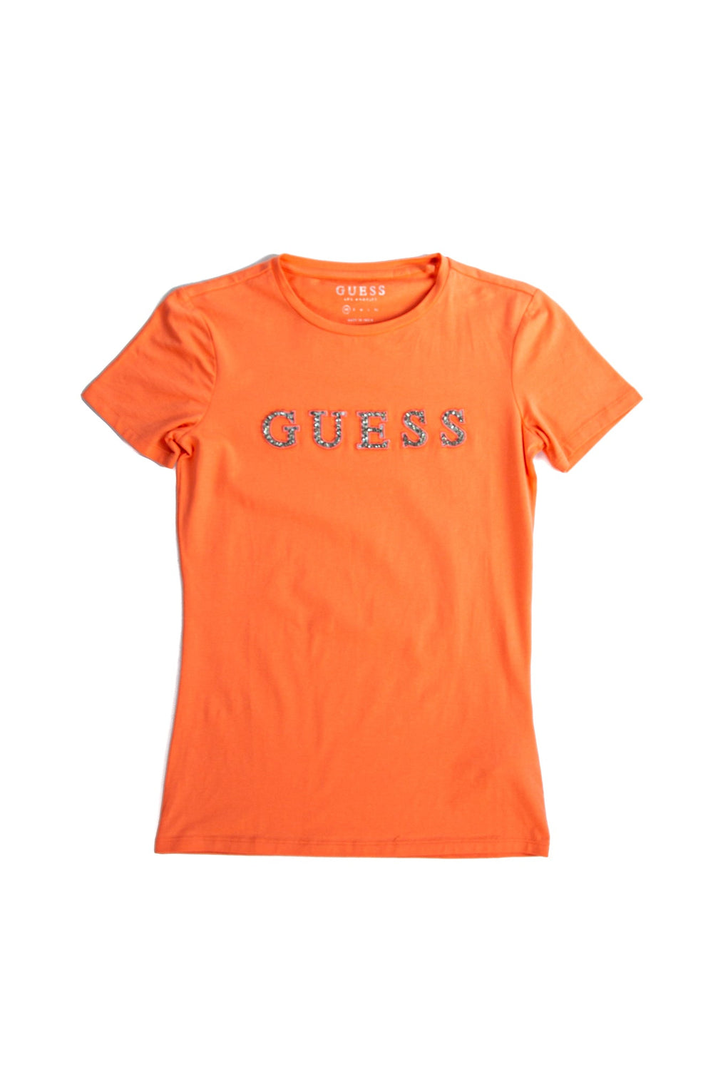 Tricou DAMA GUESS cu guler rotund si logo IMBRACAMINTE GUESS Portocaliu XS 7622078134383