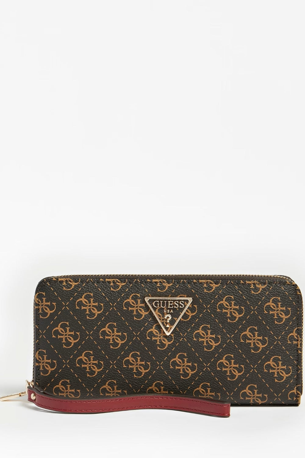 Portofel Dama GUESS cu fermoar si imprimeu logo PORTOFELE GUESS Maro ONE 190231612360