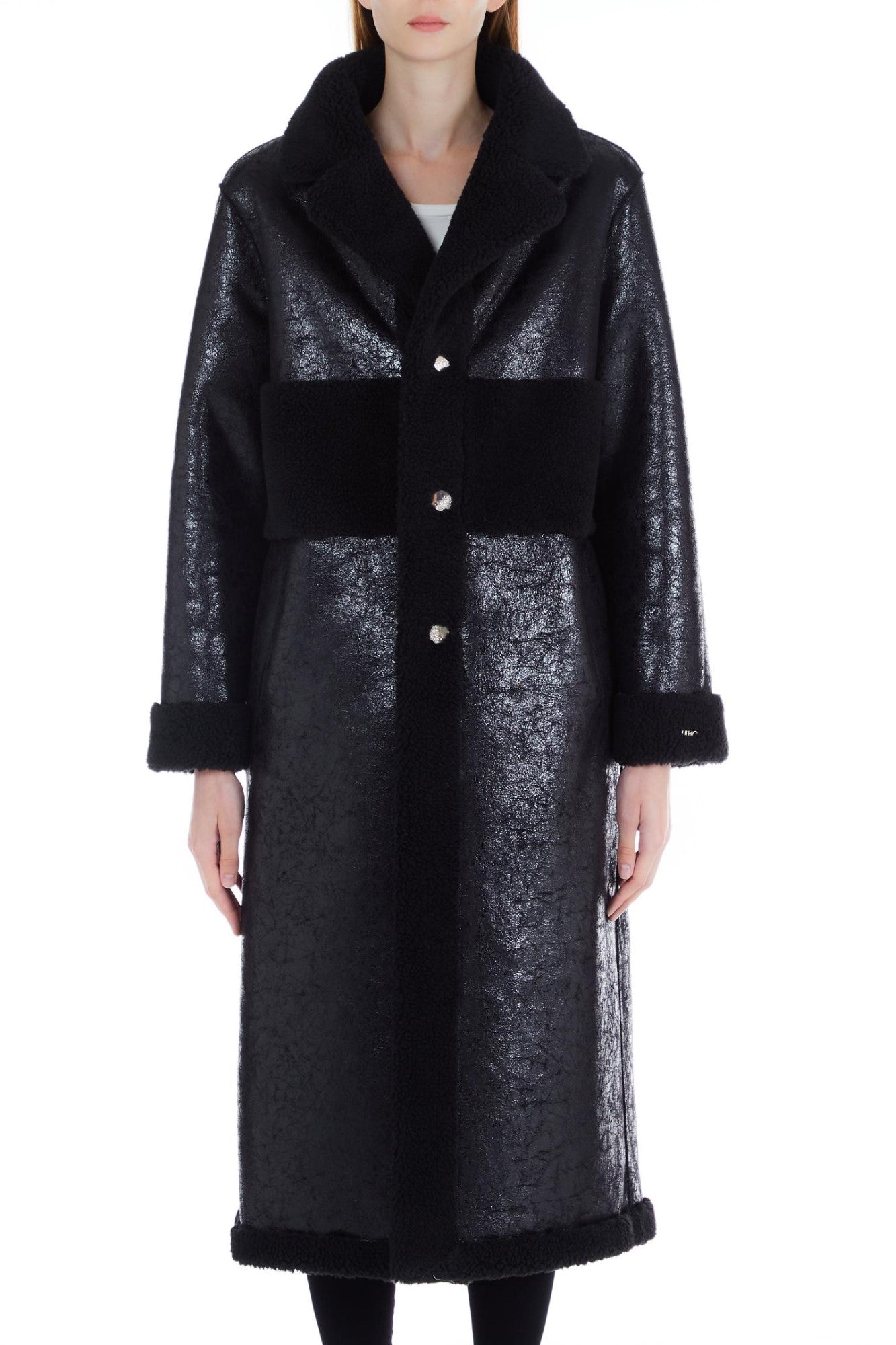 Cojoc LIU JO de dama lung reversibil inchidere cu nasturi IMBRACAMINTE LIU JO Negru XS 805513071194