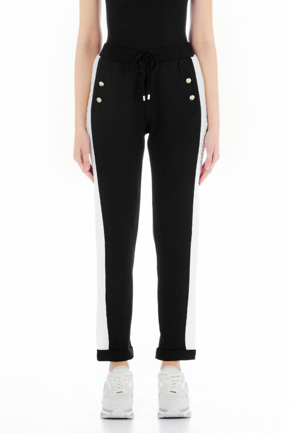 Pantaloni LIU JO de dama sport cu siret IMBRACAMINTE LIU JO Negru XS 8055130715449