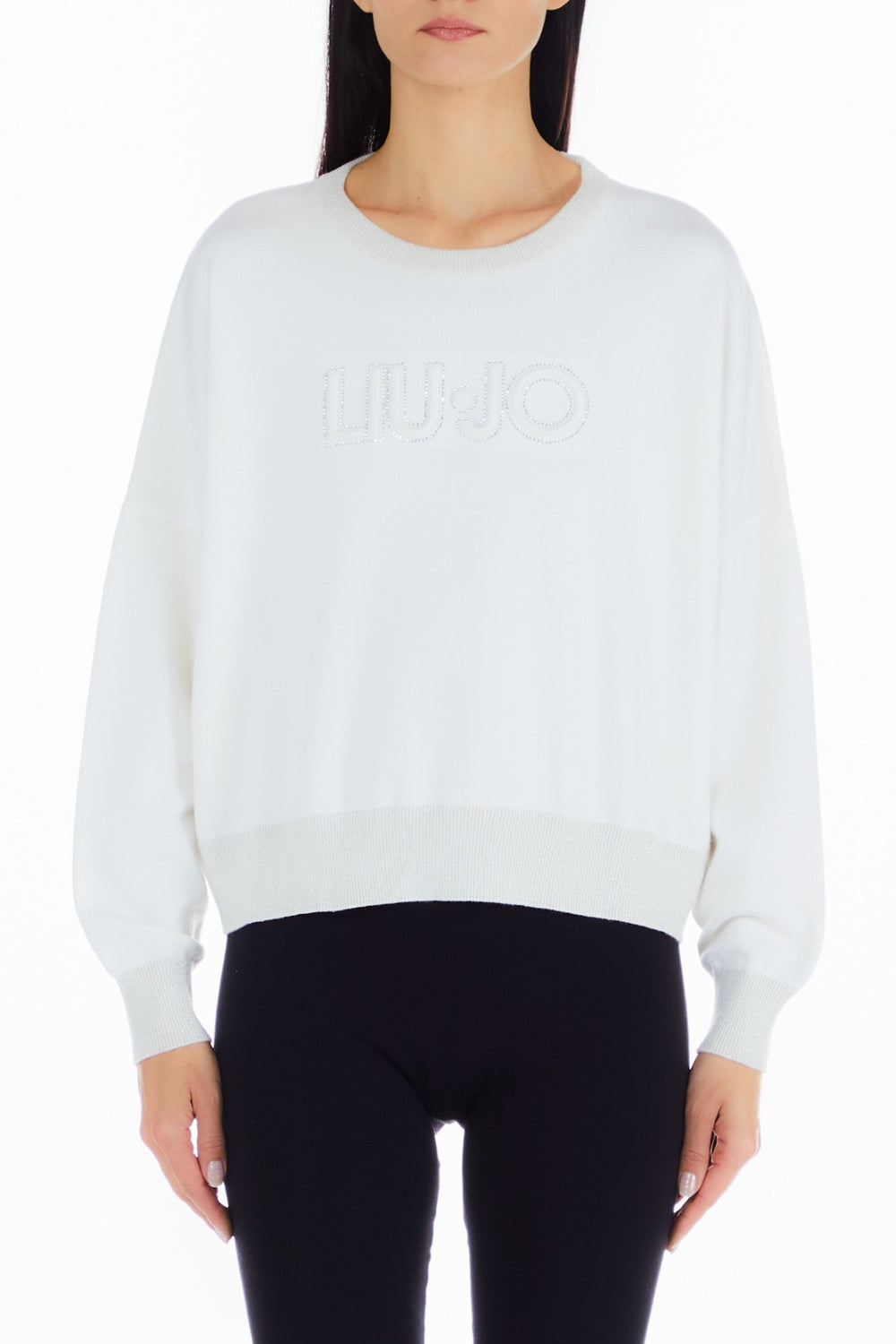 Pulover LIU JO de dama cu logo mare IMBRACAMINTE LIU JO Alb XS 8055130730176