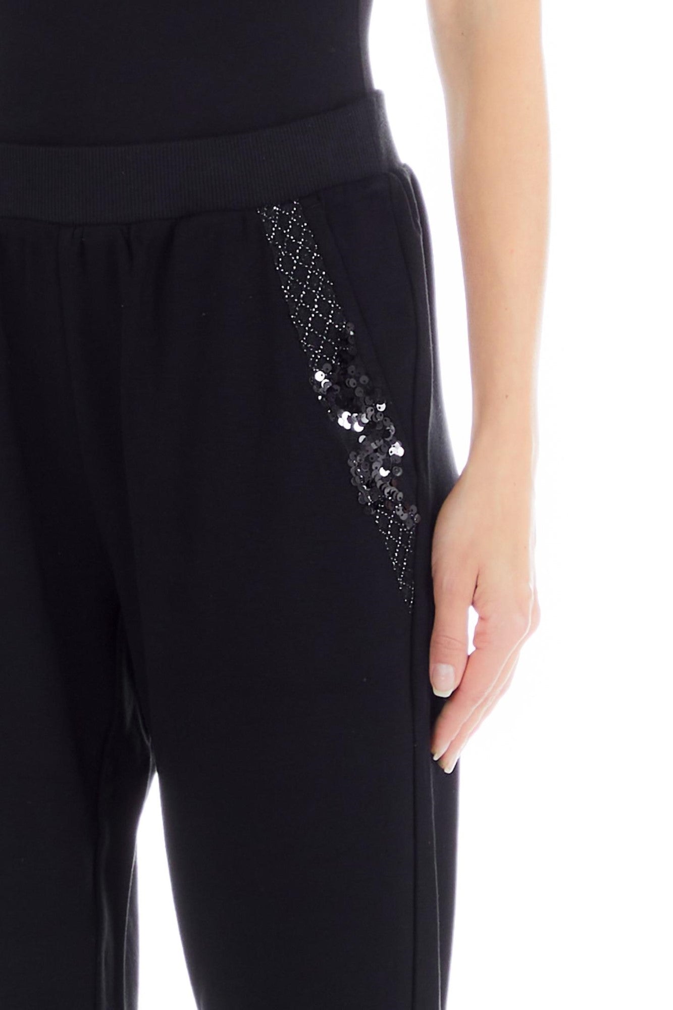 Pantaloni LIU JO de dama accesorizati la buzunare cu paiete IMBRACAMINTE LIU JO   