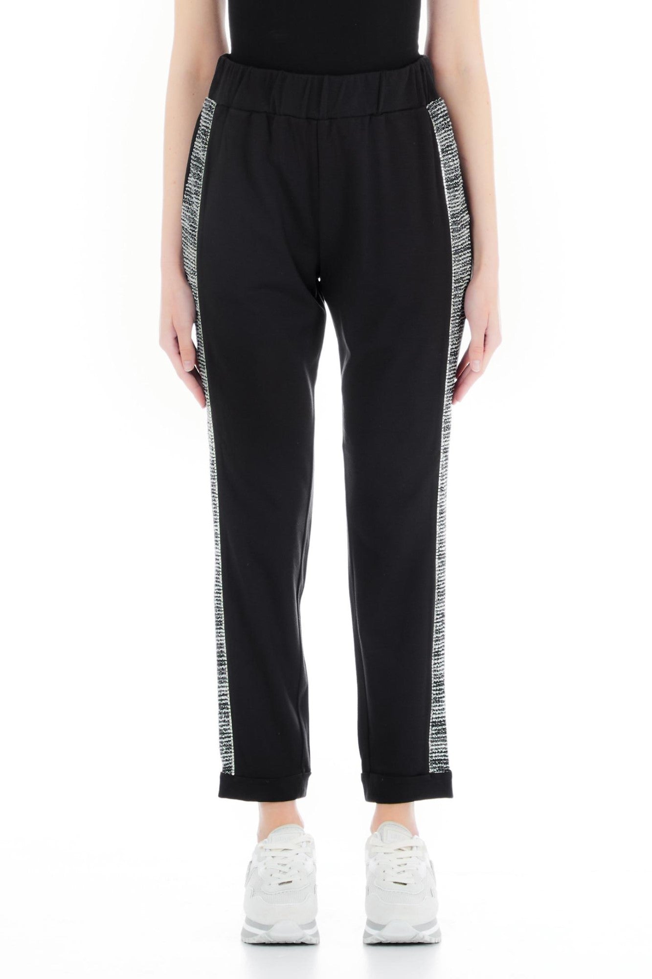 Pantaloni DAMA LIU JO cu strasuri pe picior IMBRACAMINTE LIU JO Negru XS 8055130714954