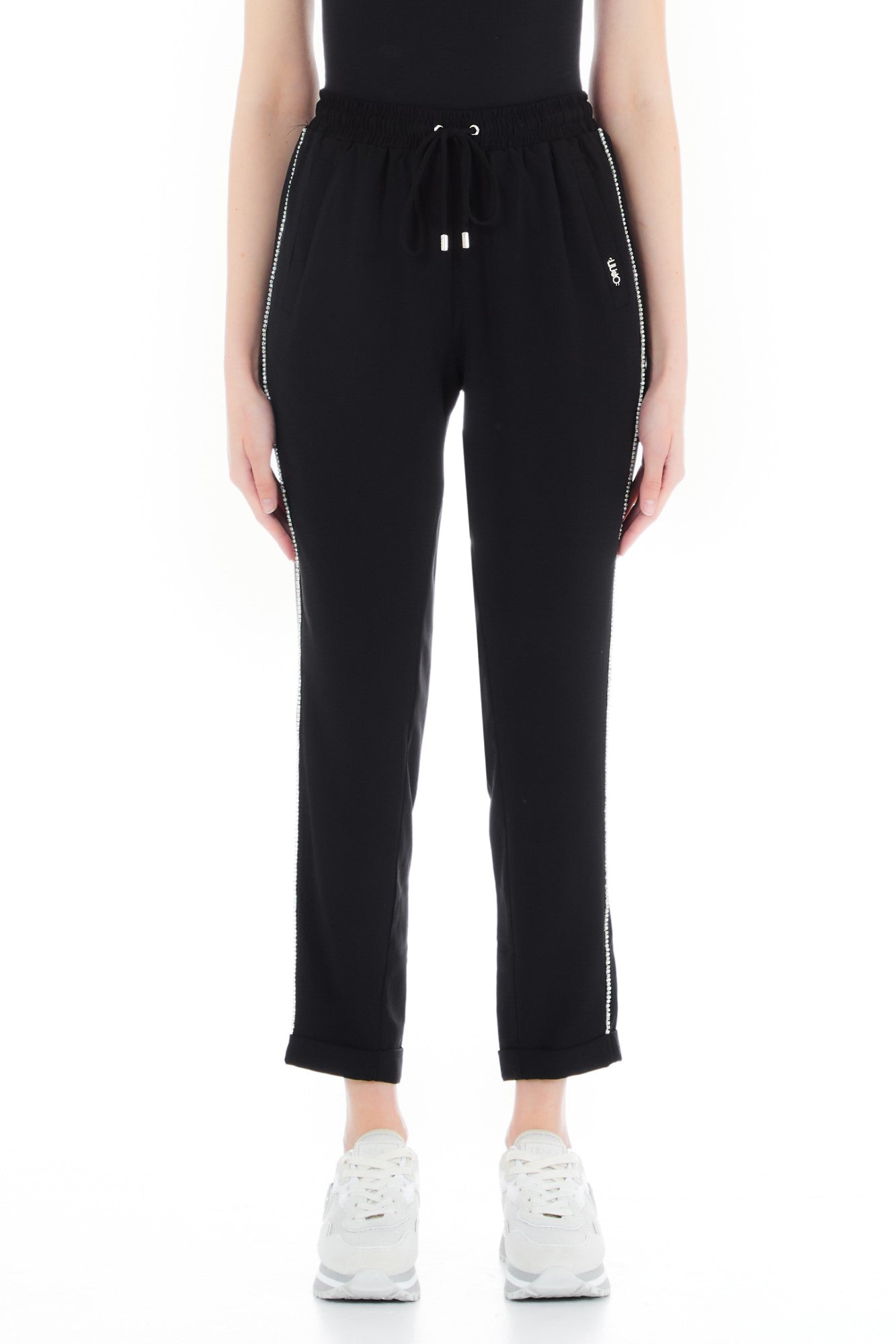Pantaloni LIU JO de dama cu siret si logo la buzunar IMBRACAMINTE LIU JO Negru XS 8055130712714