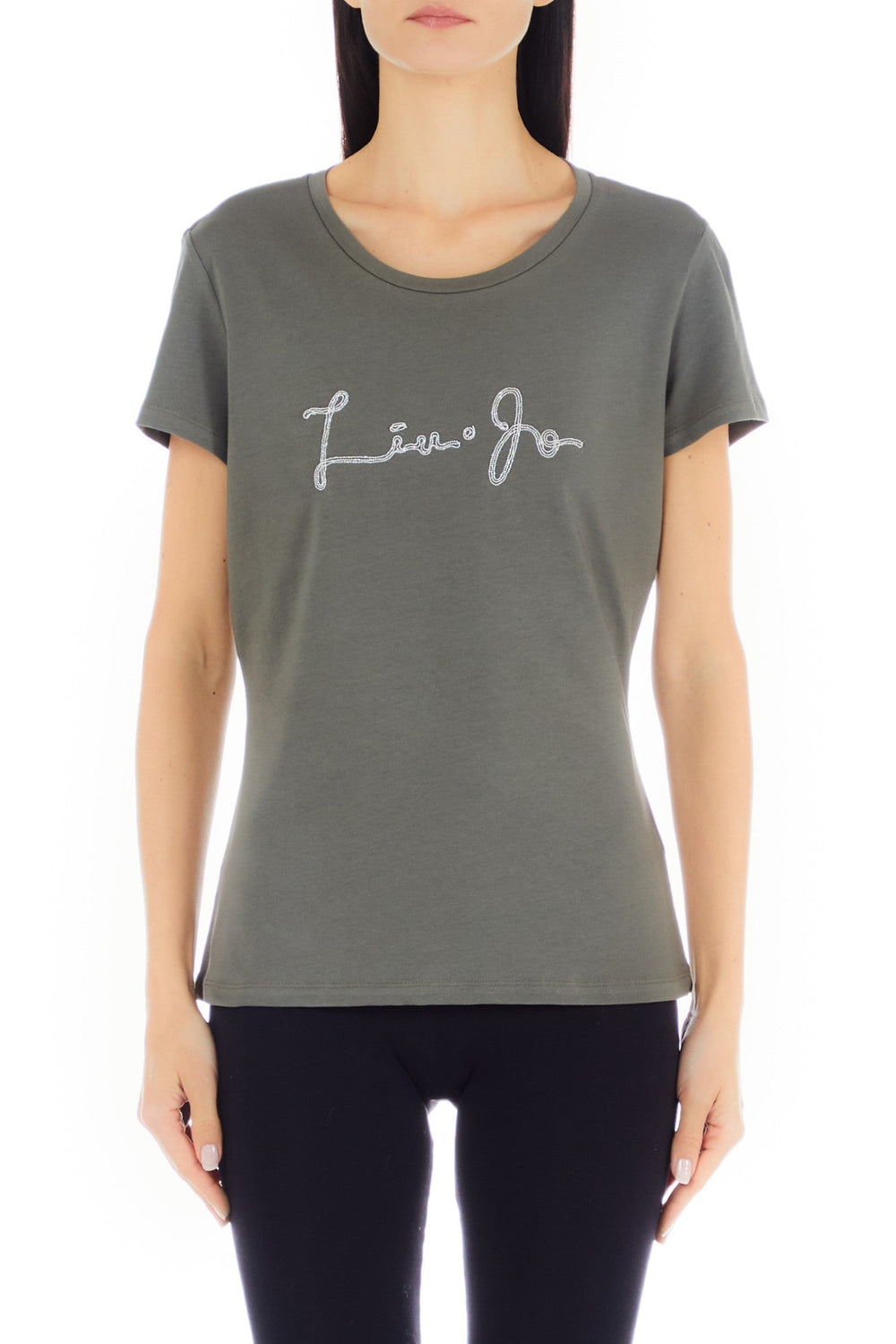 Tricou LIU JO de dama cu imprimeu logo IMBRACAMINTE LIU JO Kaki XS 8055130740922