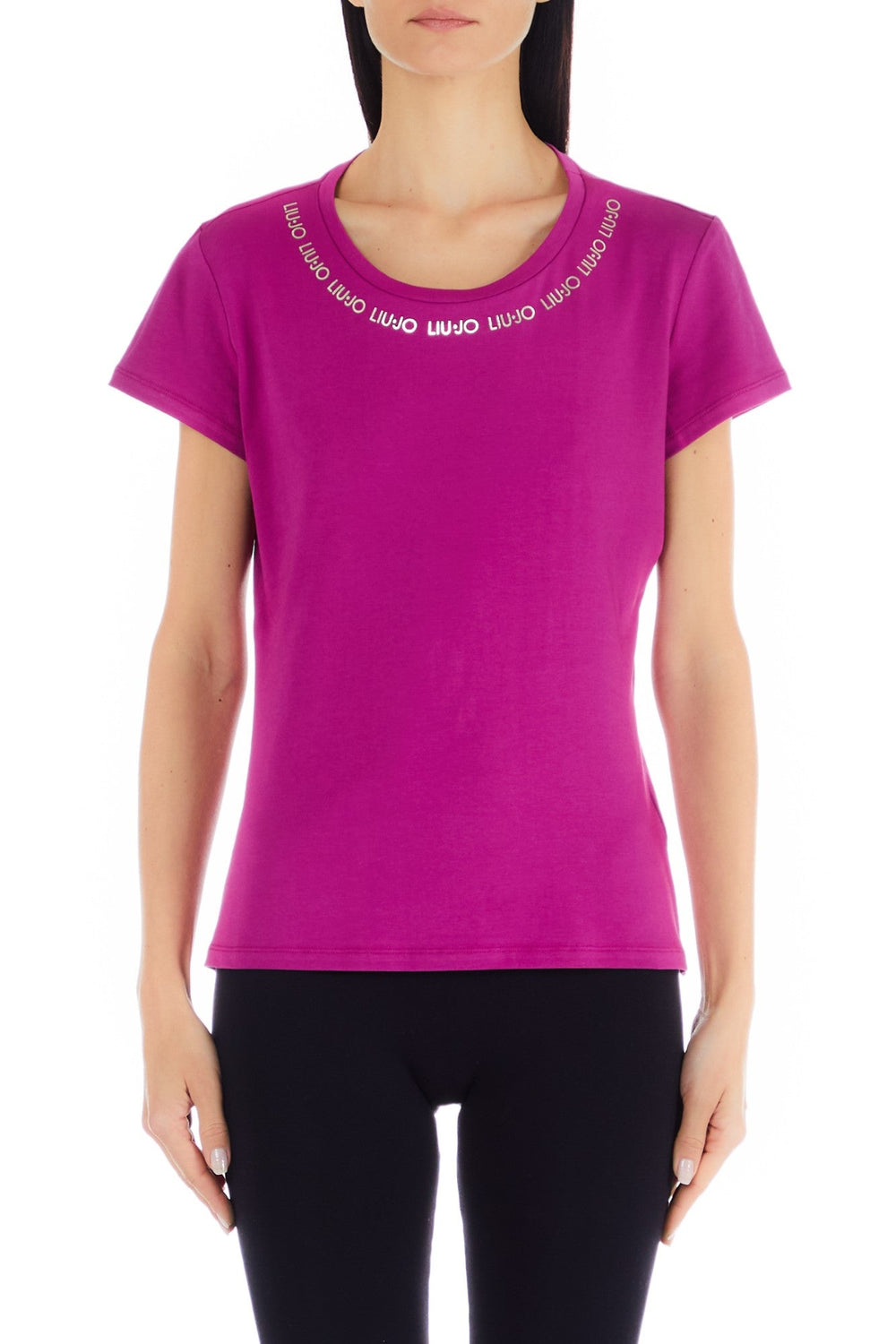 Tricou LIU JO de dama cu imprimeu logo la baza gatului IMBRACAMINTE LIU JO Roz XS 8055130741349