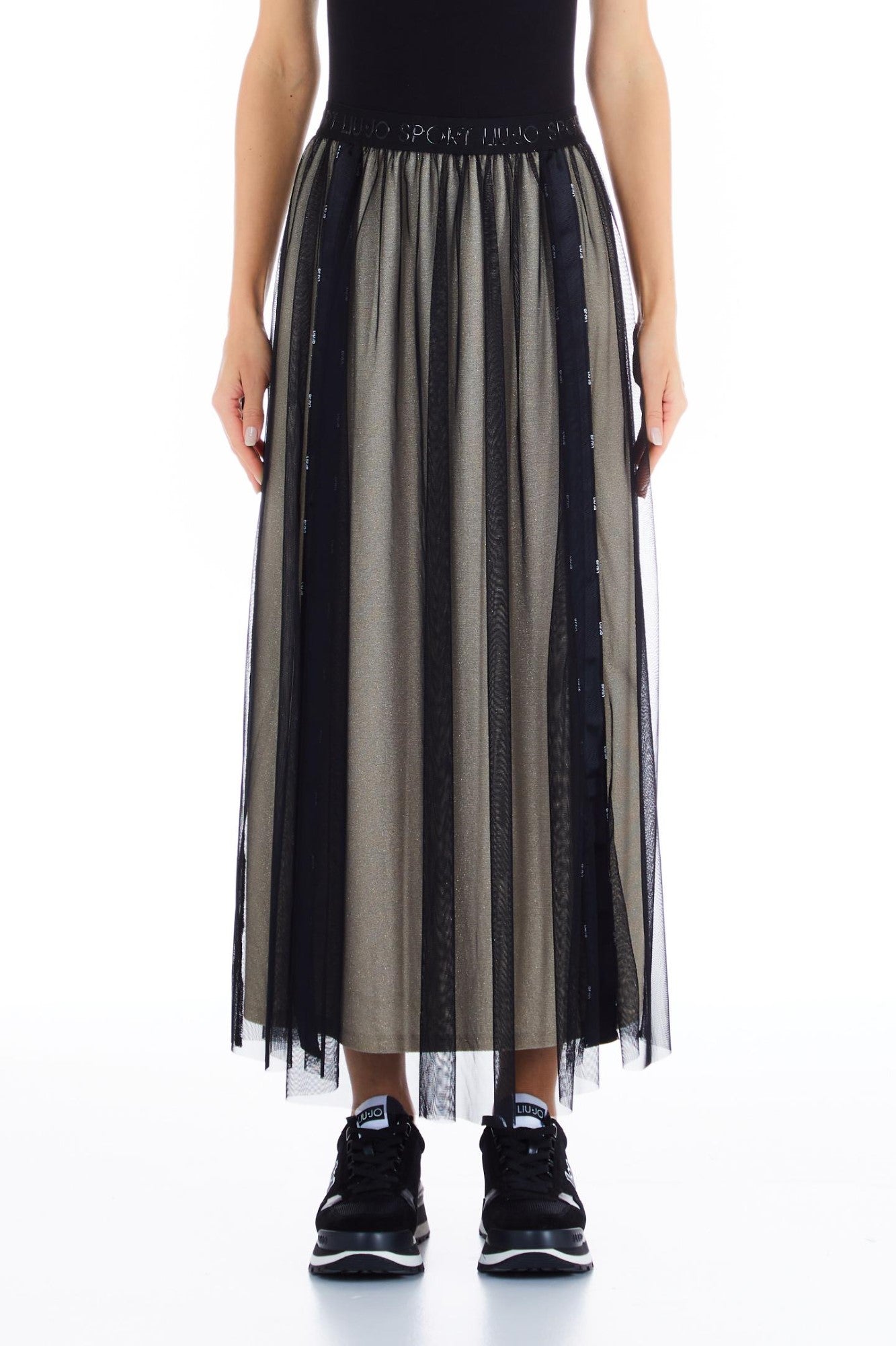 Fusta DAMA LIU JO cu voal transparent IMBRACAMINTE LIU JO Negru XS 8055130739667