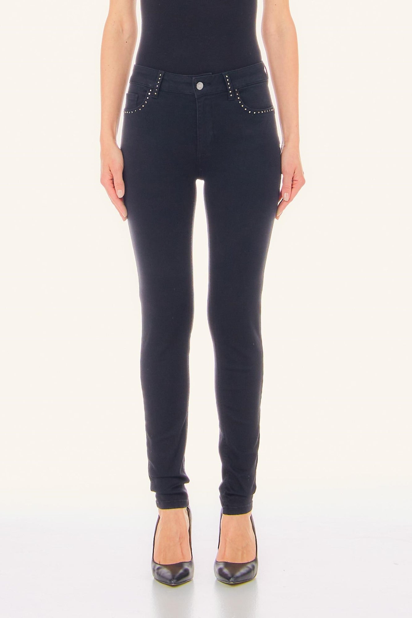 Pantaloni LIU JO Denim cu margele IMBRACAMINTE LIU JO Negru 24 805494432291