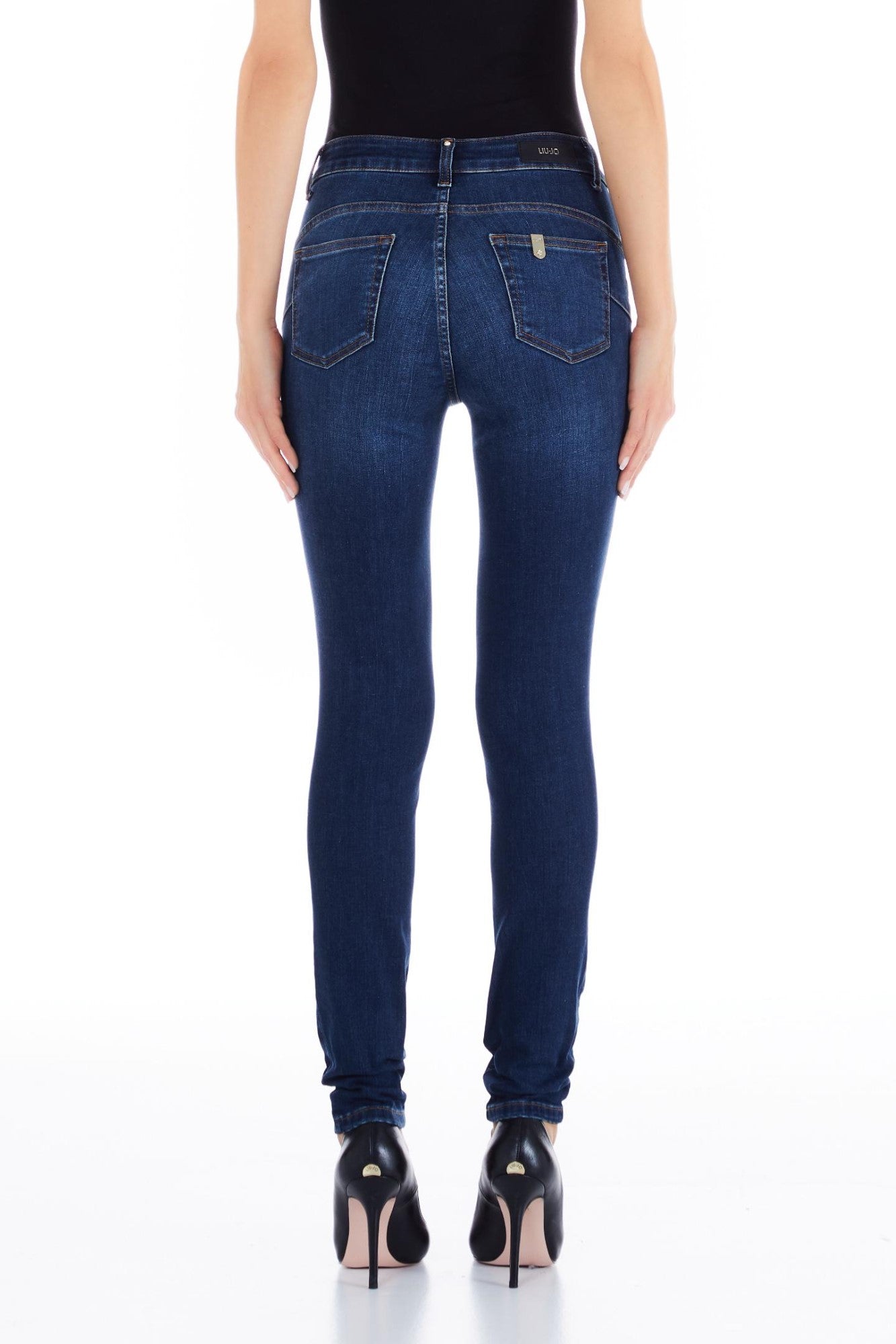 Pantaloni DAMA LIU JO Skinny Cu Talie Medie si cu perle la buzunare IMBRACAMINTE LIU JO   