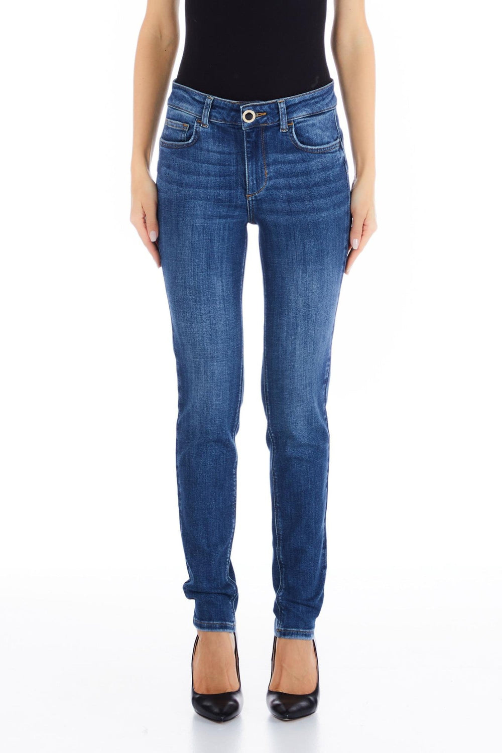 Pantaloni DAMA LIU JO Skinny Fit cu strasuri la buzunare IMBRACAMINTE LIU JO Albastru 24 8055130759153