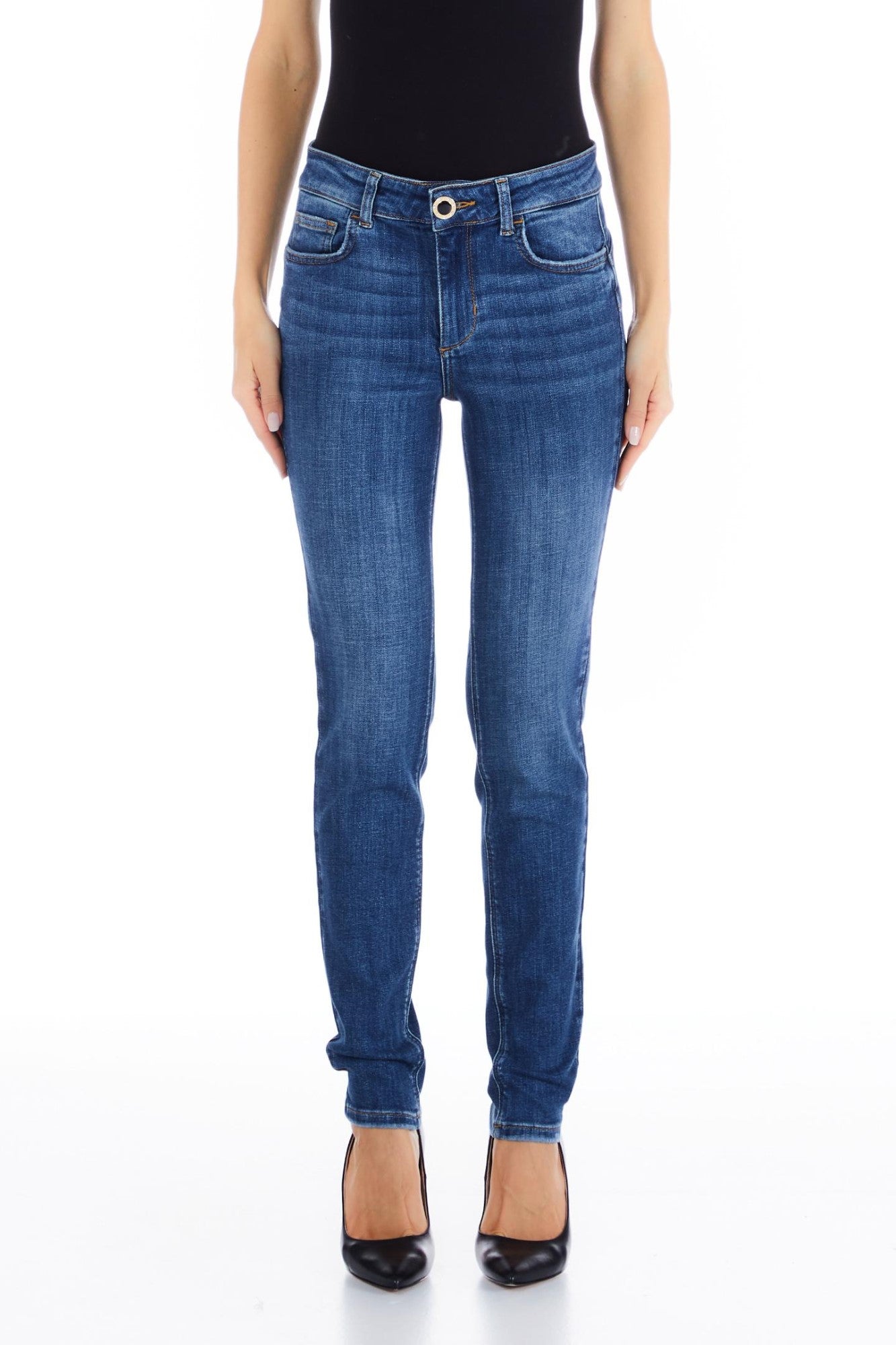 Pantaloni DAMA LIU JO Skinny Fit cu strasuri la buzunare IMBRACAMINTE LIU JO Albastru 24 8055130759153