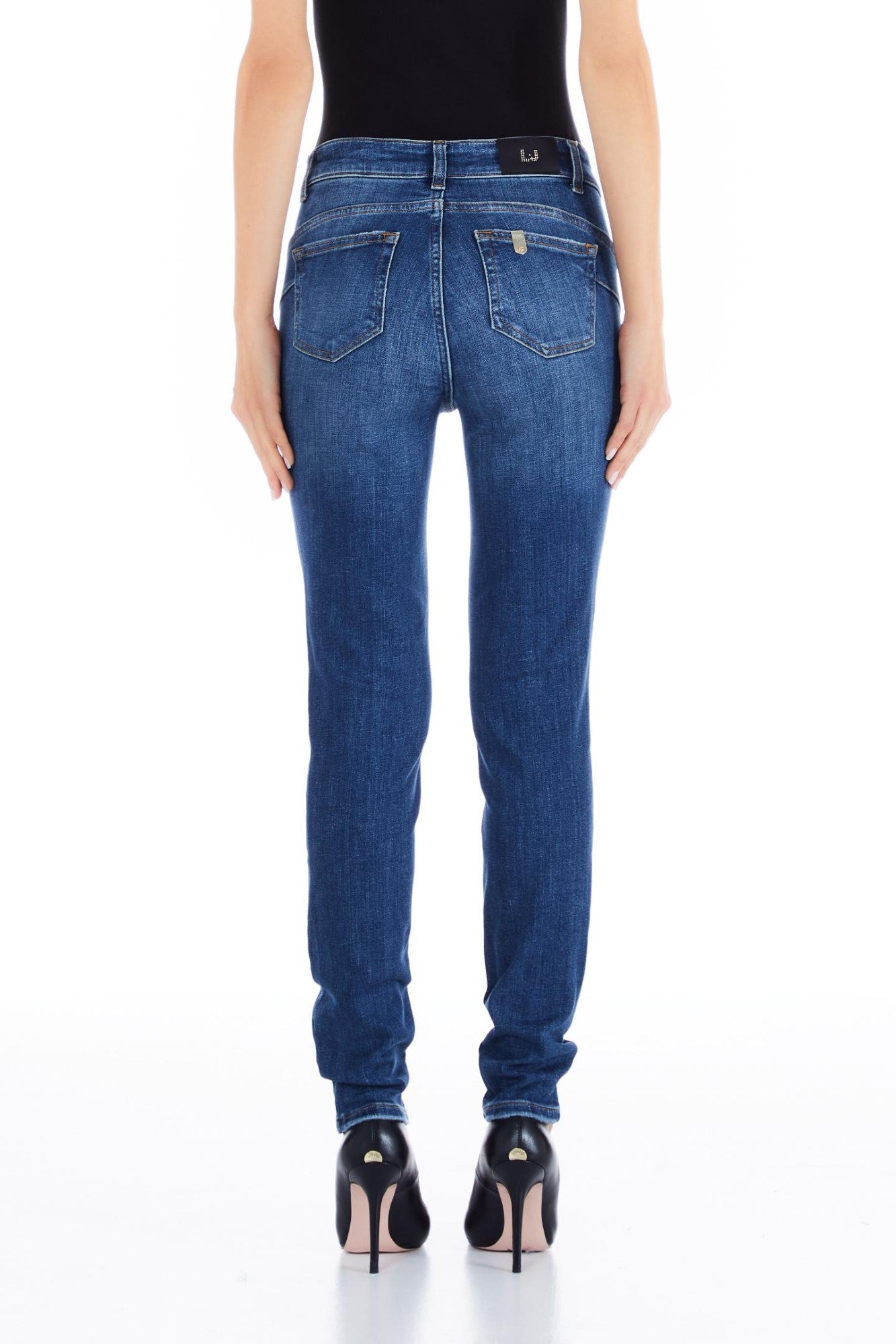 Pantaloni DAMA LIU JO Skinny Fit cu strasuri la buzunare IMBRACAMINTE LIU JO   