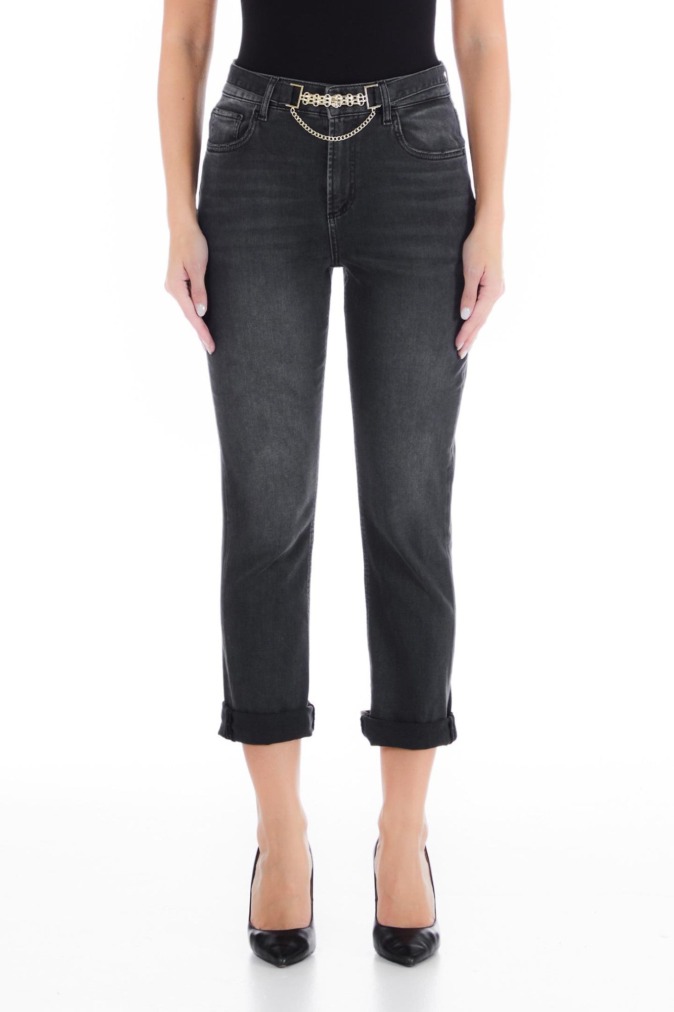 Pantaloni DAMA LIU JO cu lantic IMBRACAMINTE LIU JO Gri 24 8055130755827