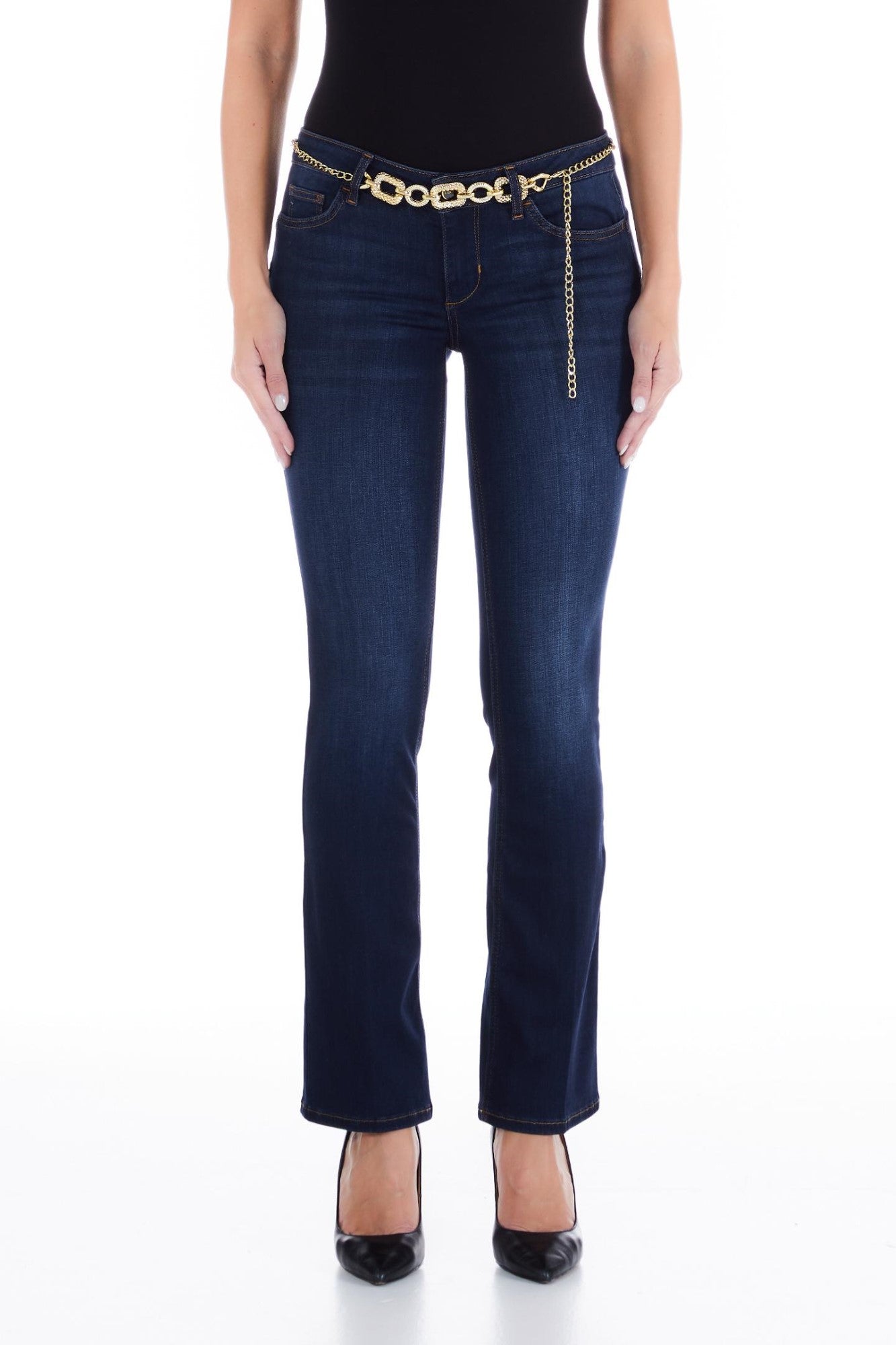 Pantaloni DAMA LIU JO cu accesoriu lantic IMBRACAMINTE LIU JO Albastru 24 8055130755100
