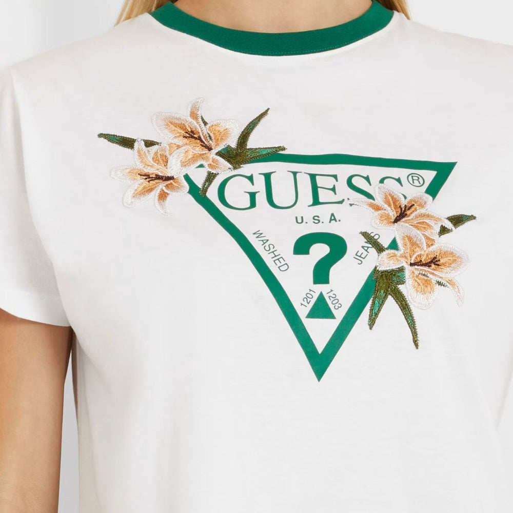 
                      
                        Tricou GUESS De Dama Cu Logo Frontal Si Flori Brodate IMBRACAMINTE GUESS   
                      
                    