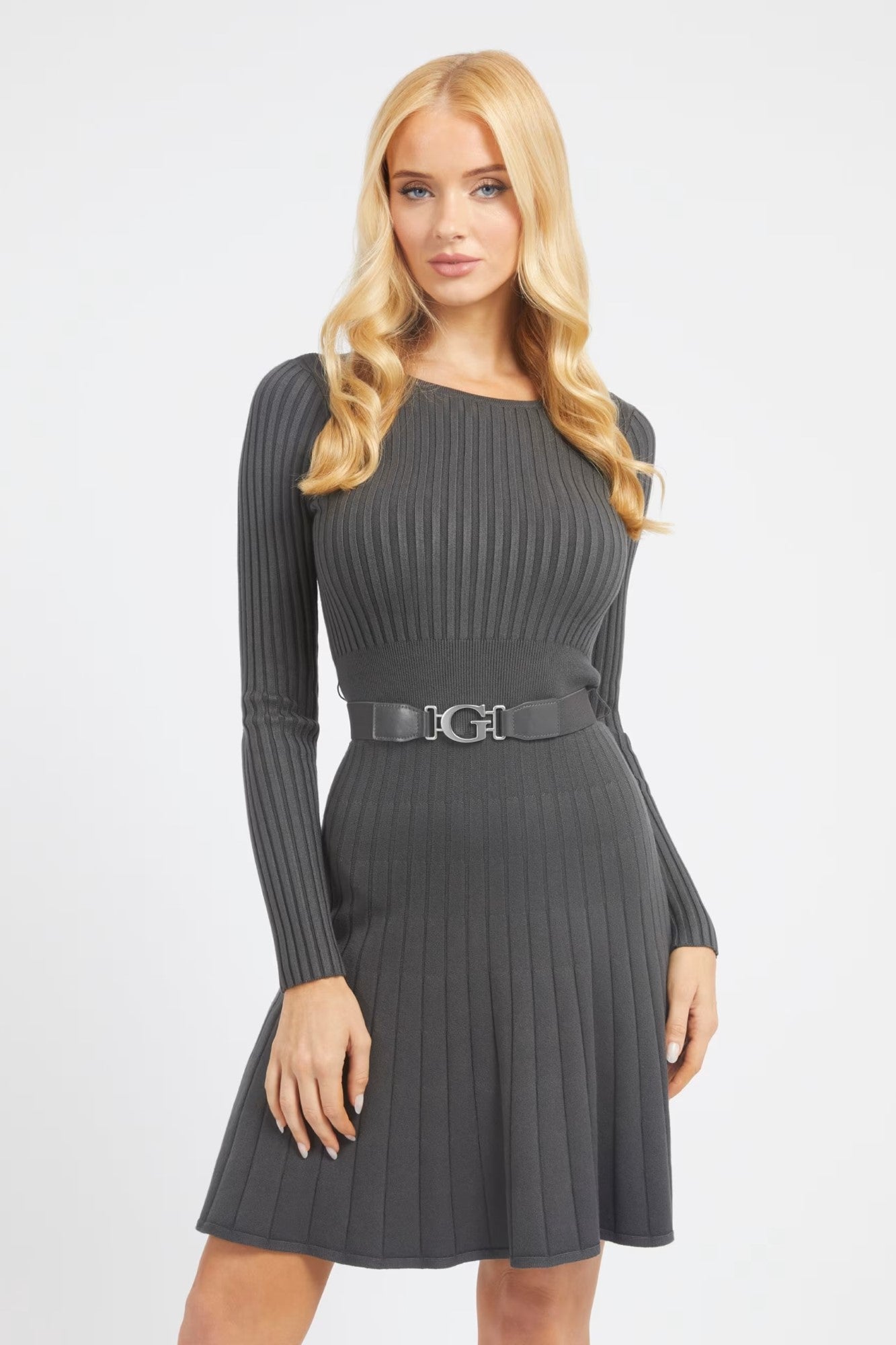 Rochie GUESS cu inchidere curea IMBRACAMINTE GUESS Gri XS 7622336669503