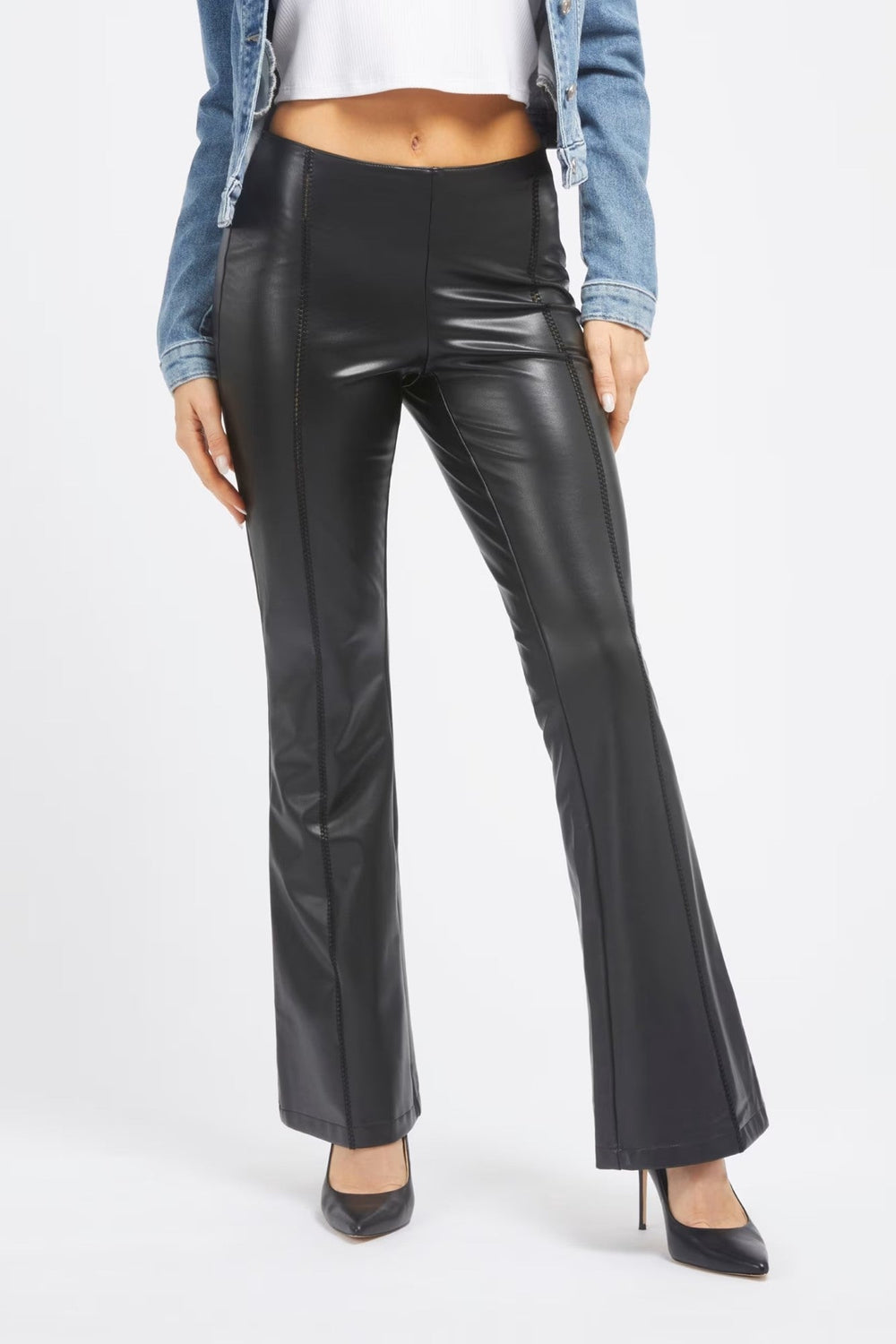 Pantaloni GUESS evazati IMBRACAMINTE GUESS Negru XS 7622336740424