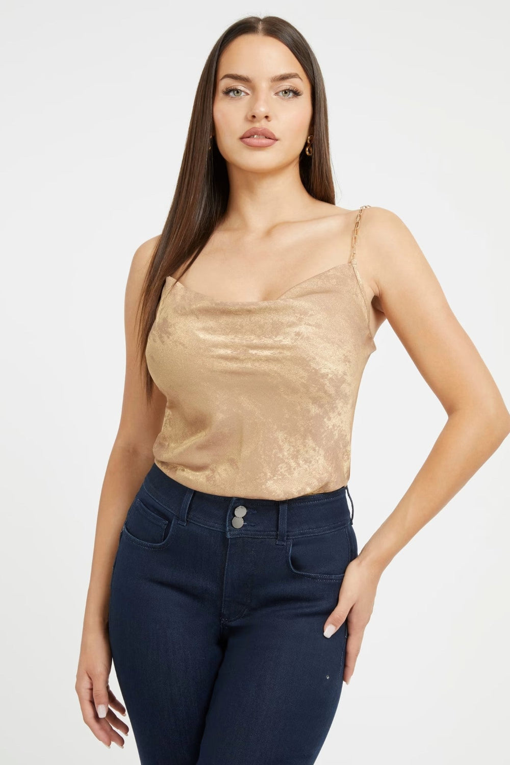 Top GUESS cu bretele IMBRACAMINTE GUESS Maro XS 7622336593334