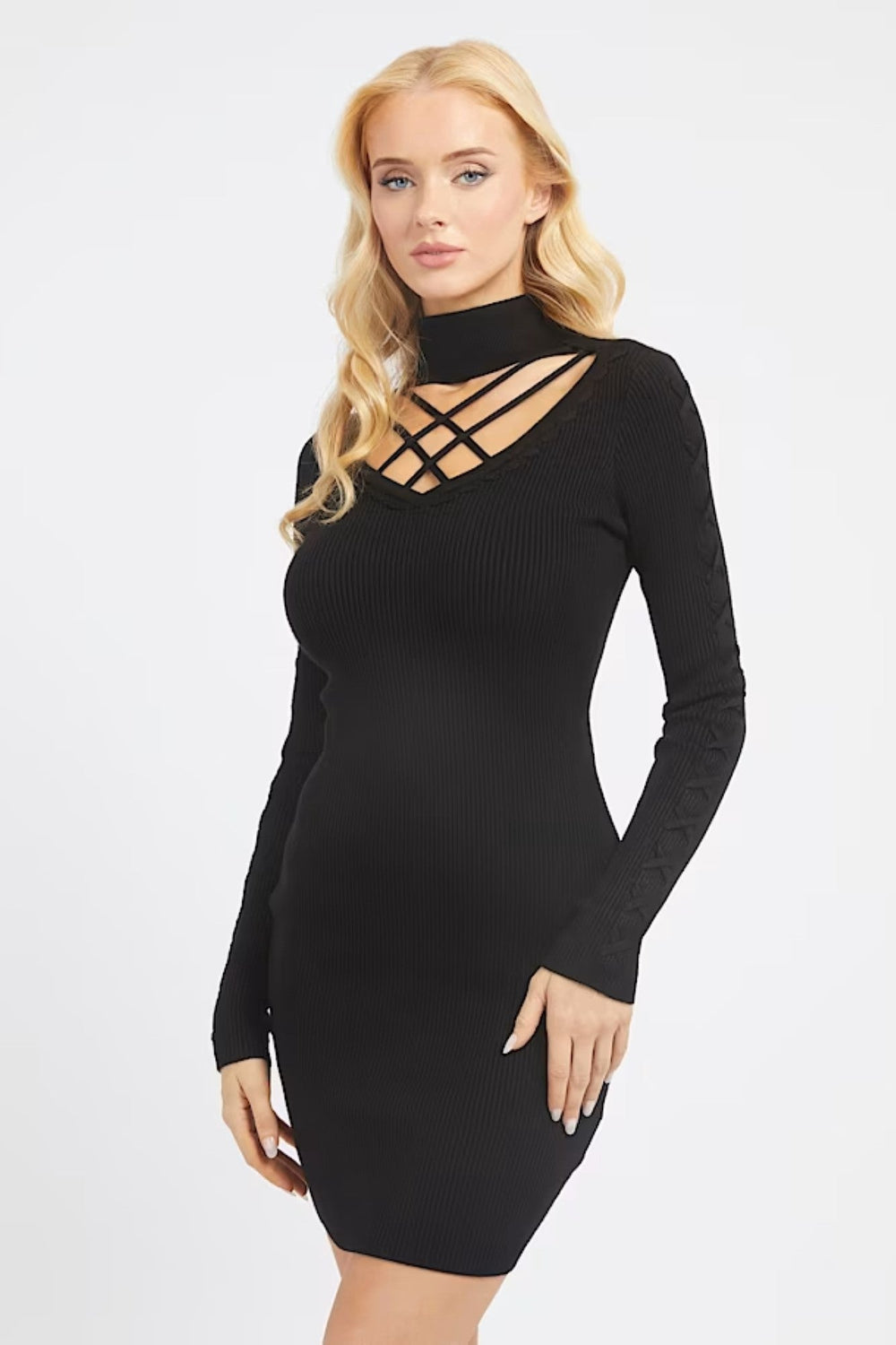 Rochie GUESS cu decolteu IMBRACAMINTE GUESS Negru XS 7624926107815