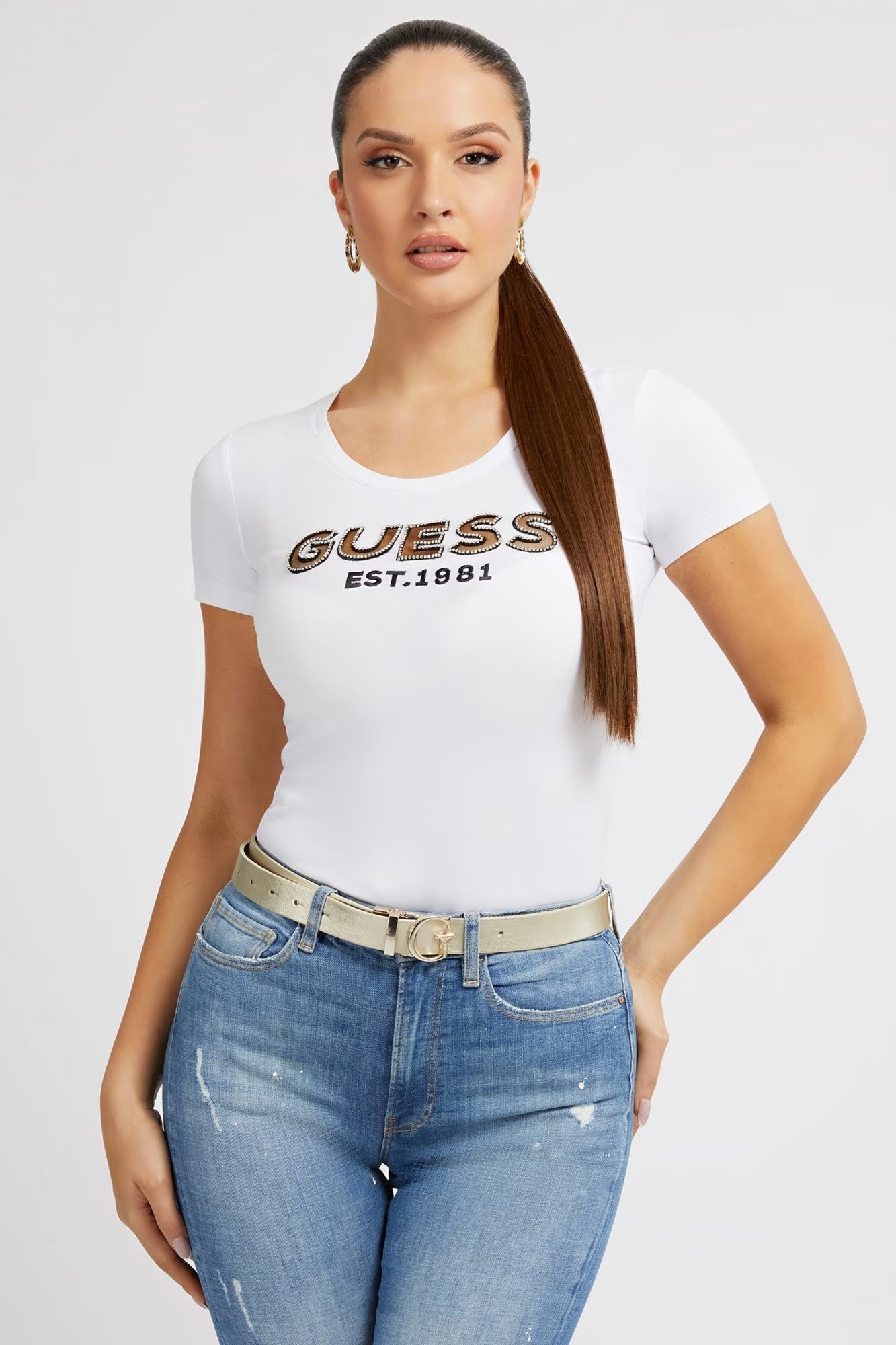 Tricou GUESS UB10W3GI35J1300 TRICOURI GUESS Alb XS 7.6217E+11