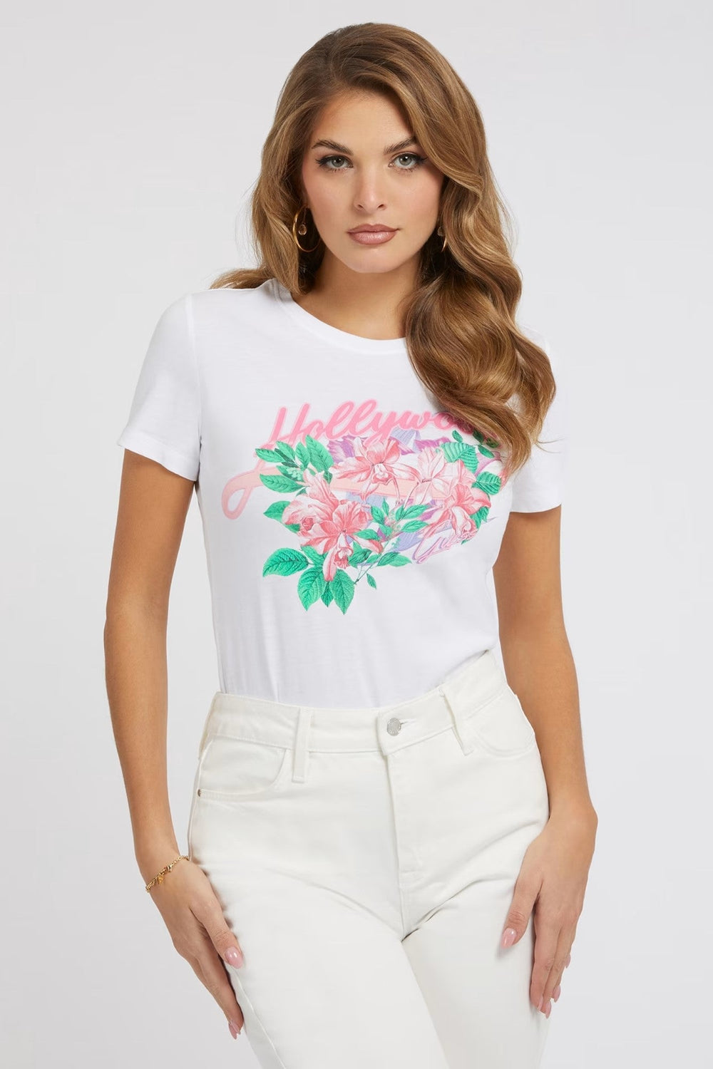 Tricou Dama GUESS cu print floral TRICOURI GUESS Alb XS 7622078604626