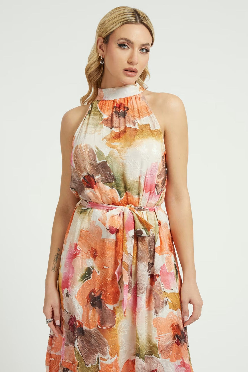 Rochie Dama GUESS maxi cu decolteu inalt ROCHII GUESS Print XS 7622078879581