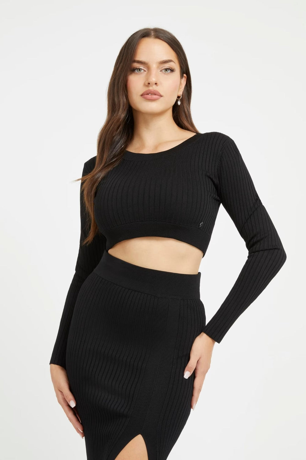 Bluza Dama GUESS slim fit cu striatii TOPURI SI BLUZE GUESS Negru XS 7622078809724
