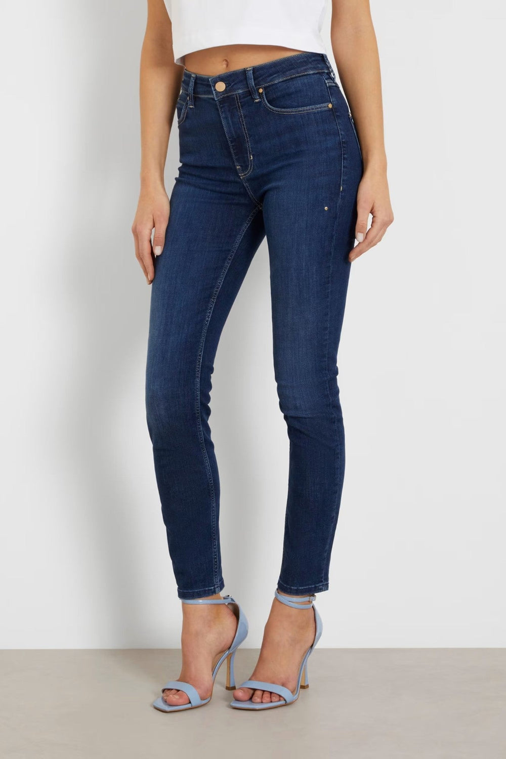 Pantaloni Denim GUESS De Dama Skinny Cu Talie Inalta IMBRACAMINTE GUESS   