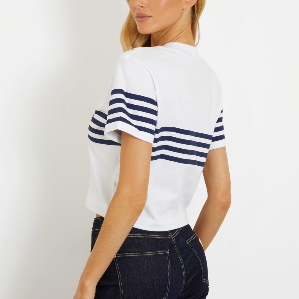 
                      
                        Tricou GUESS De Dama Cu Logo Frontal Tricot Din Bumbac IMBRACAMINTE GUESS   
                      
                    