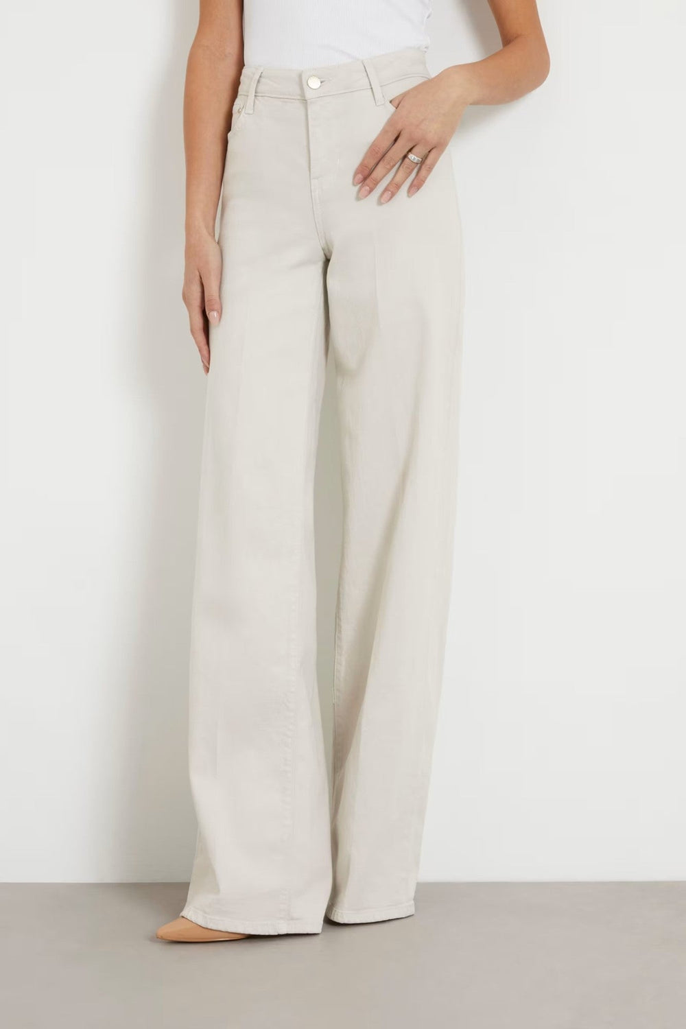 Pantaloni GUESS De Dama Cu Talie Medie IMBRACAMINTE GUESS Alb 24 762492682978