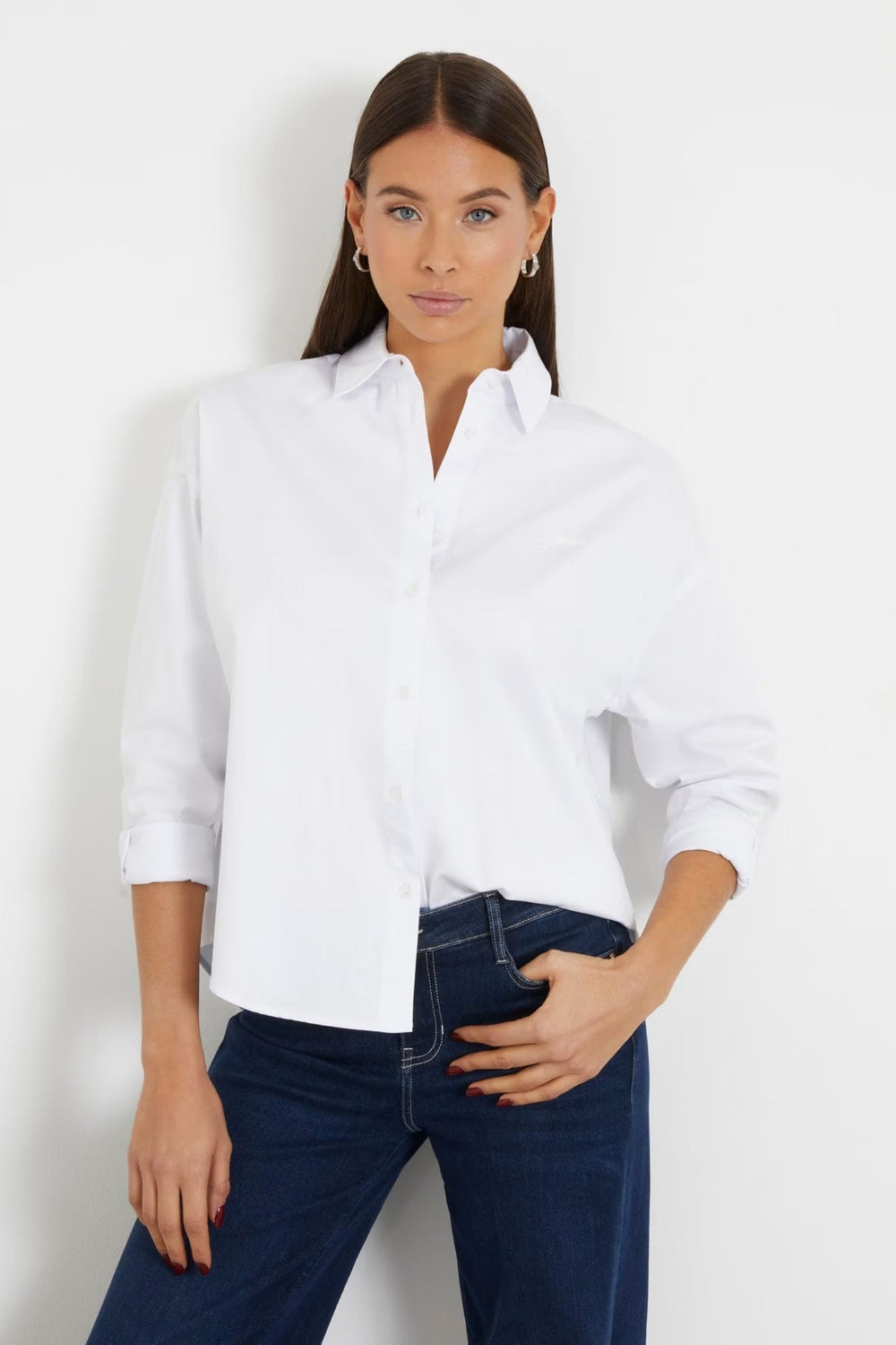 Camasa GUESS De Dama Relaxed Fit IMBRACAMINTE GUESS Alb XS 762492652485