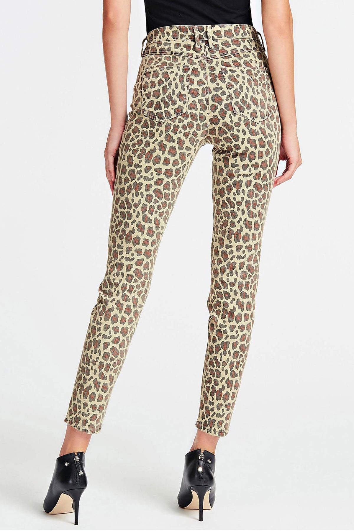 Pantaloni Denim Dama GUESS Skinny Cu Talie Inalta Animal Print PANTALONI DENIM GUESS   
