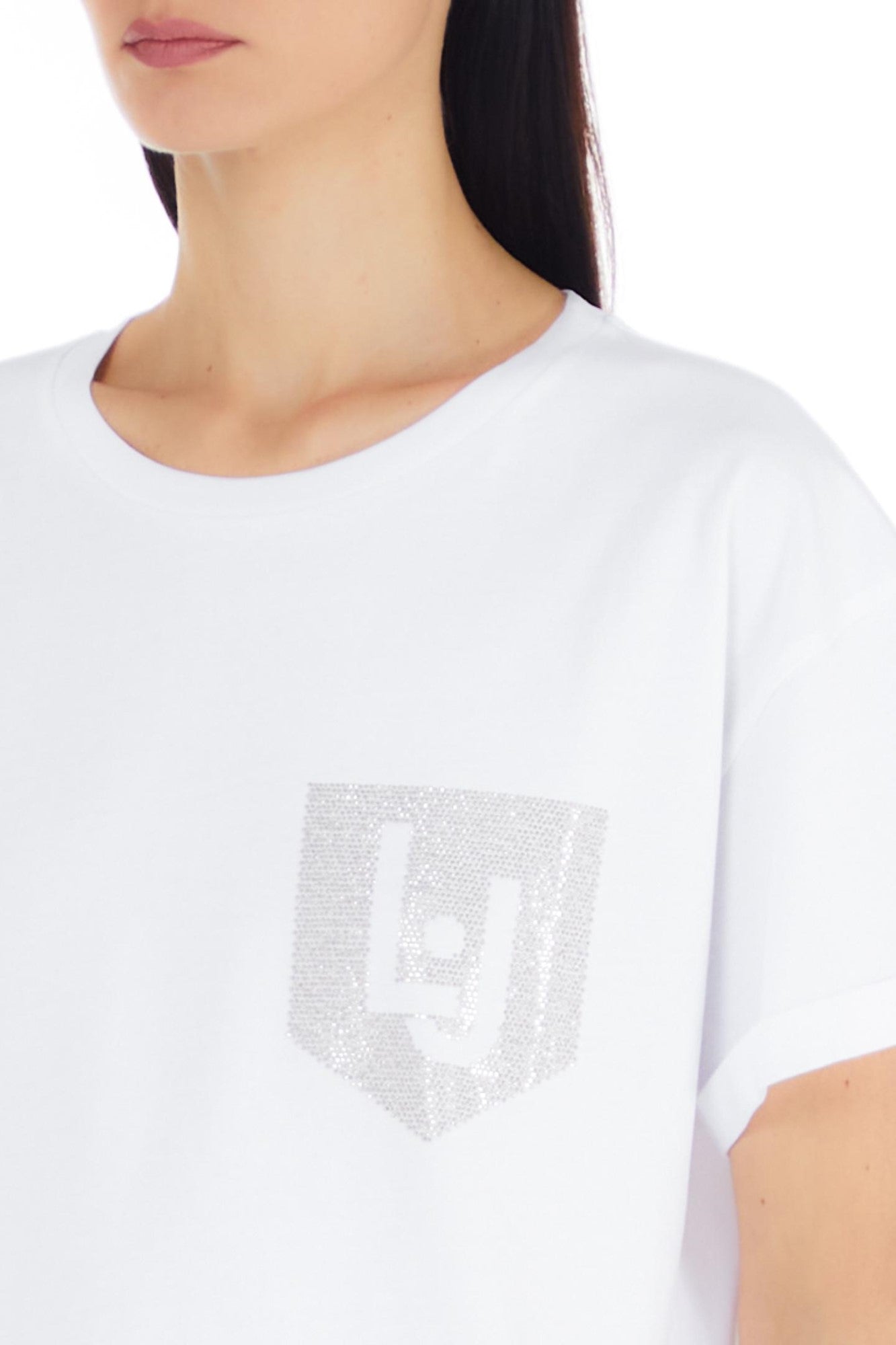 Tricou DAMA LIU JO cu strasuri la buzunar IMBRACAMINTE LIU JO   
