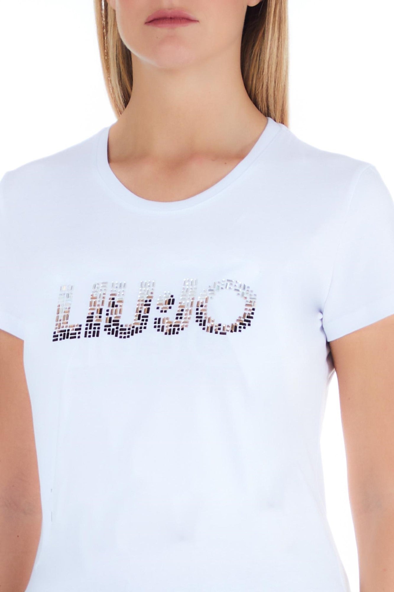 Tricou DAMA LIU JO cu imprimeu si strasuri IMBRACAMINTE LIU JO   