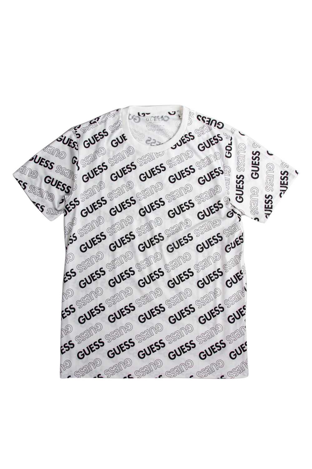 Tricou BARBATI GUESS cu guler rotund si imprimeu logo IMBRACAMINTE GUESS Alb XS 7622336898224