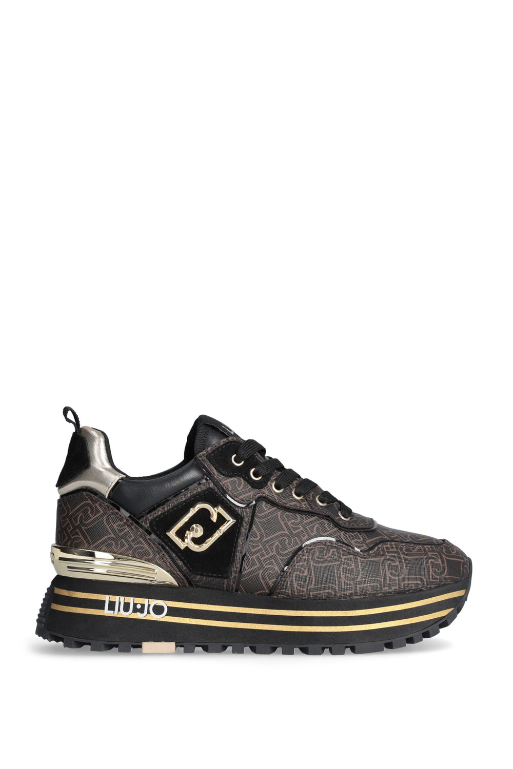 Pantofi Sport LIU JO de dama maro cu siret si logo metalic auriu INCALTAMINTE LIU JO Maro 35 8059696502949