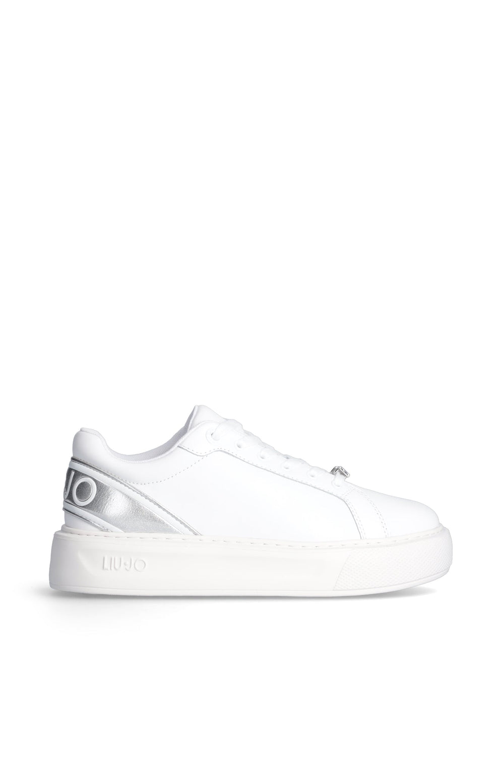 Pantofi Sport Liu Jo de dama din piele cu siret si logo metalic INCALTAMINTE LIU JO Alb 35 8059696820210