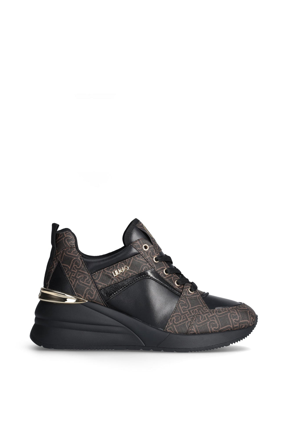 Pantofi Sport Liu Jo de dama din piele cu siret si logo metalic auriu INCALTAMINTE LIU JO Bej 35 8059696539303