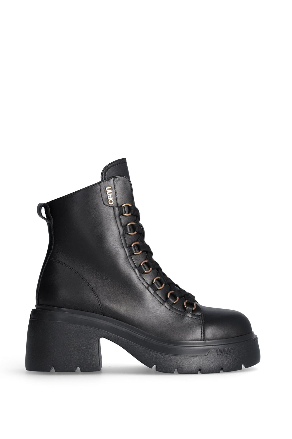 Ghete Liu Jo de dama negre din piele cu siret si fermoar auriu INCALTAMINTE LIU JO Negru 35 8059696547407